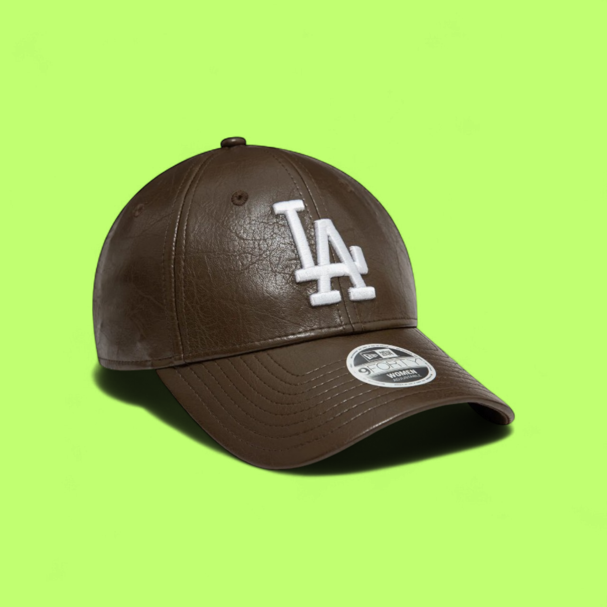 LOS ANGELES DODGERS BROWN LEATHER CAP WITH WHITE LA LOGO