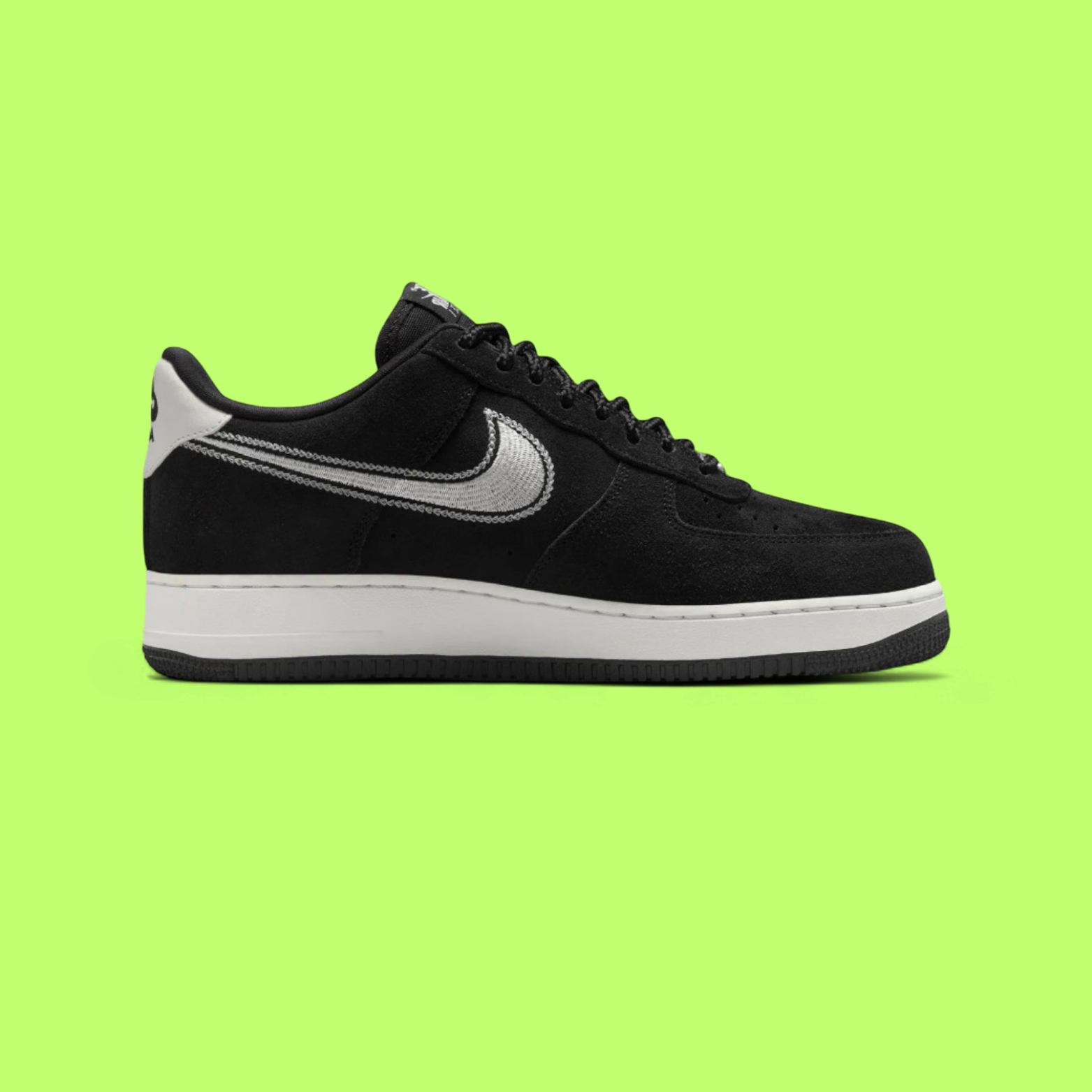 NIKE AIR FORCE 1 '07 LV8 MEN'S BLACK LEATHER PREMIUM CASUAL SNEAKERS