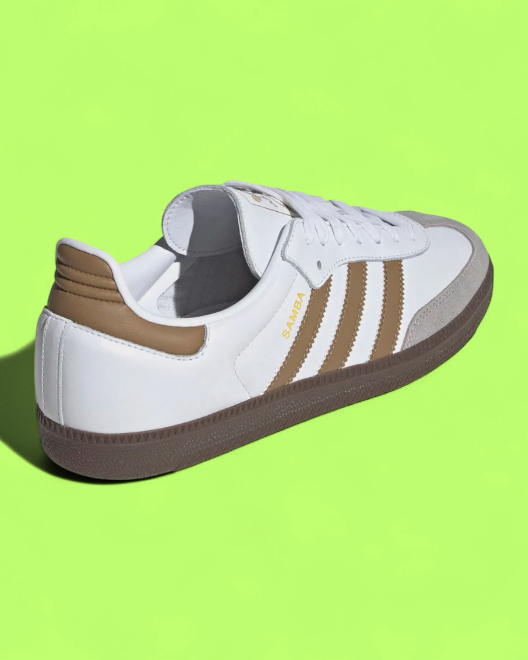 ADIDAS SAMBA WHITE BROWN CLASSIC LEATHER RETRO CASUAL SNEAKERS