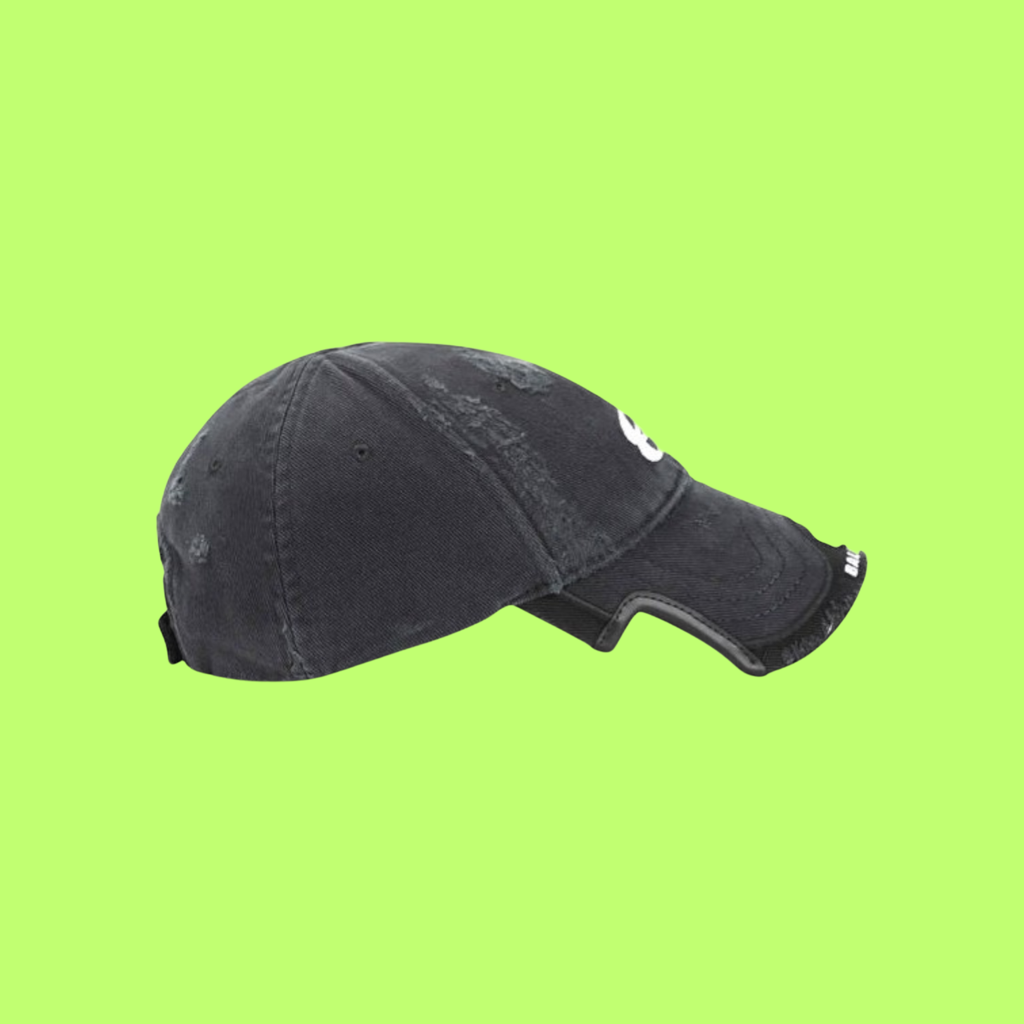 BALENCIAGA BLACK DISTRESSED CAP WITH NUMBER 8 LOGO ICON