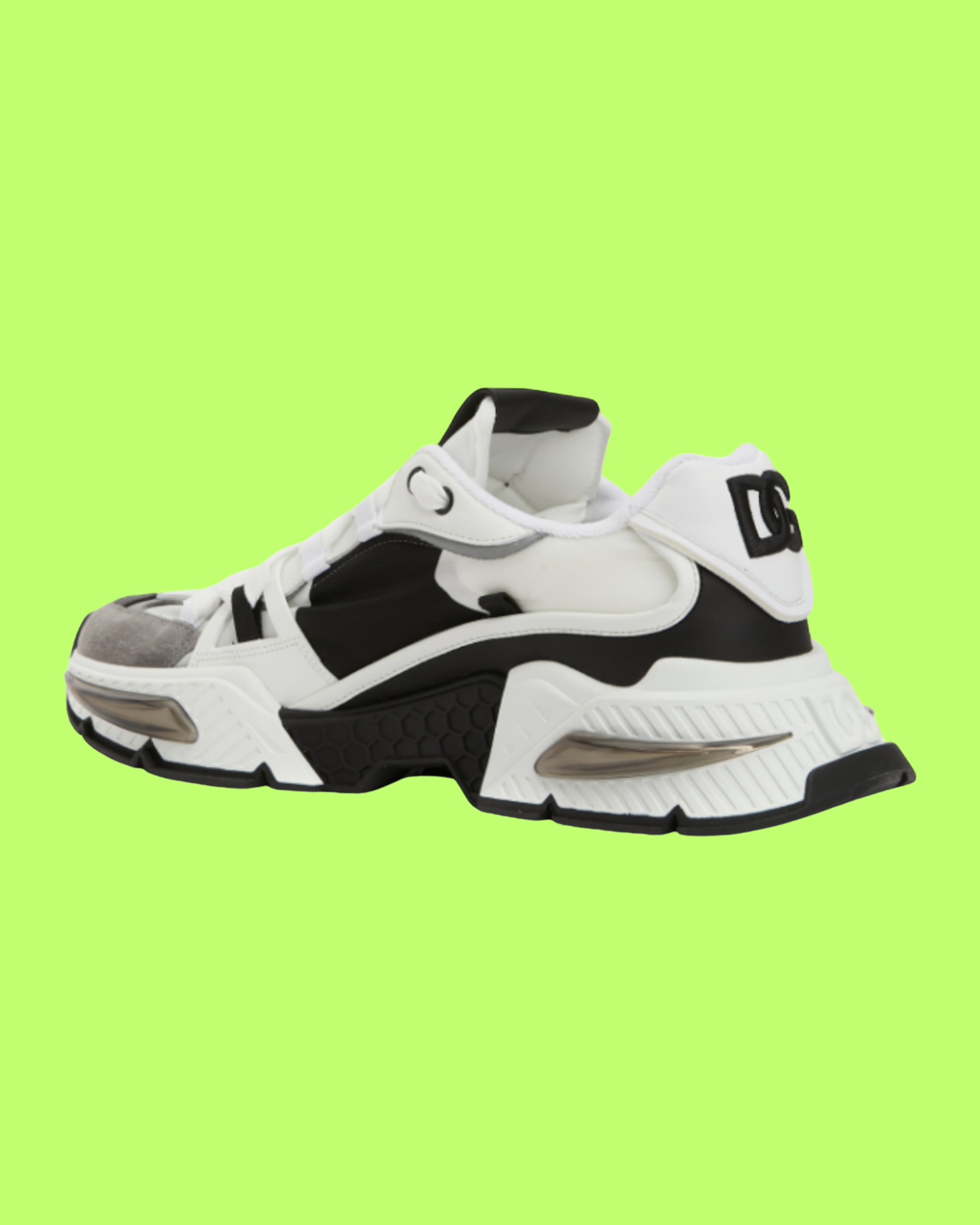 DOLCE & GABBANA CHUNKY BLACK WHITE CONTRAST PANEL SNEAKERS