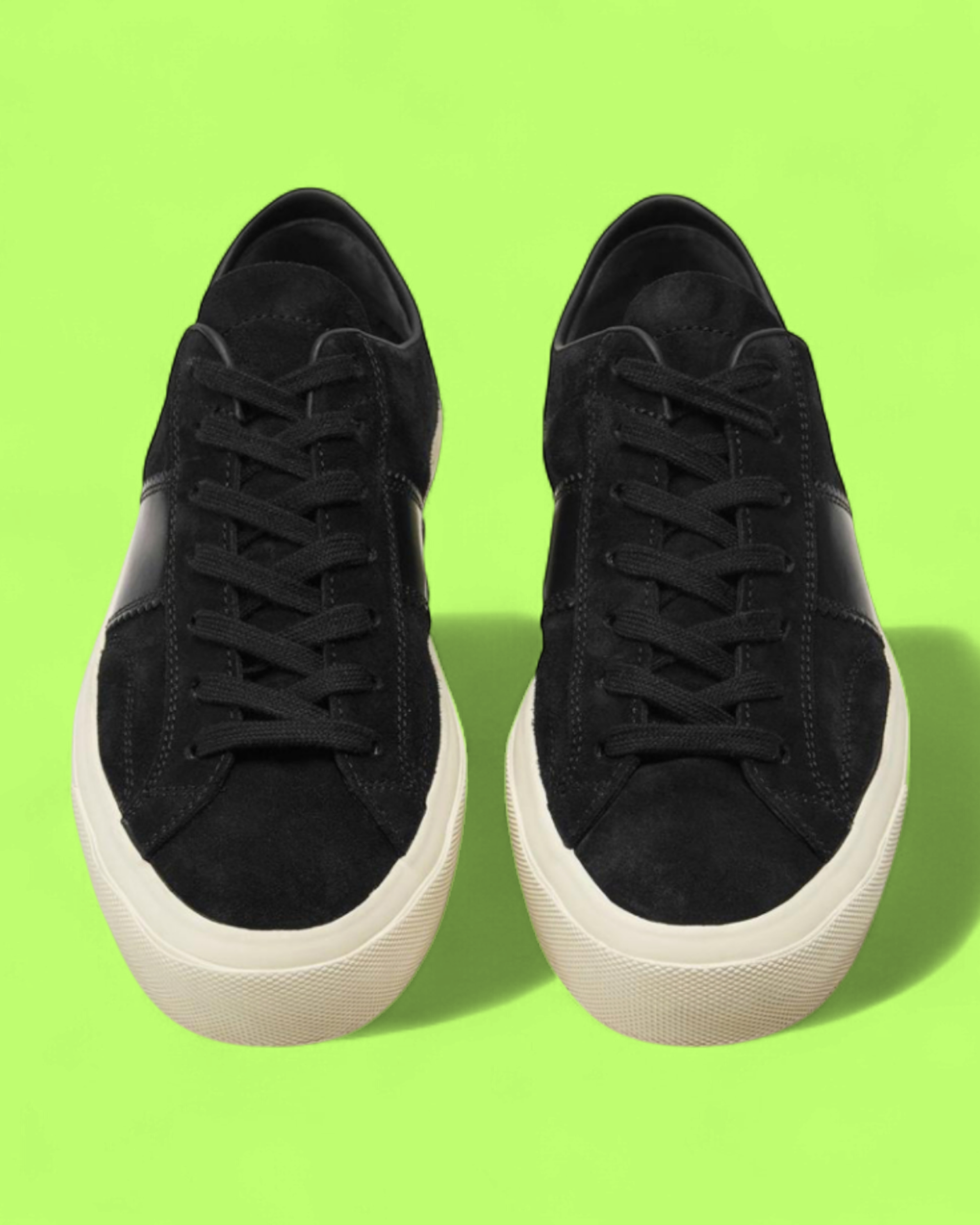TOM FORD BLACK SUEDE LOW TOP SNEAKERS WITH LEATHER SIDE