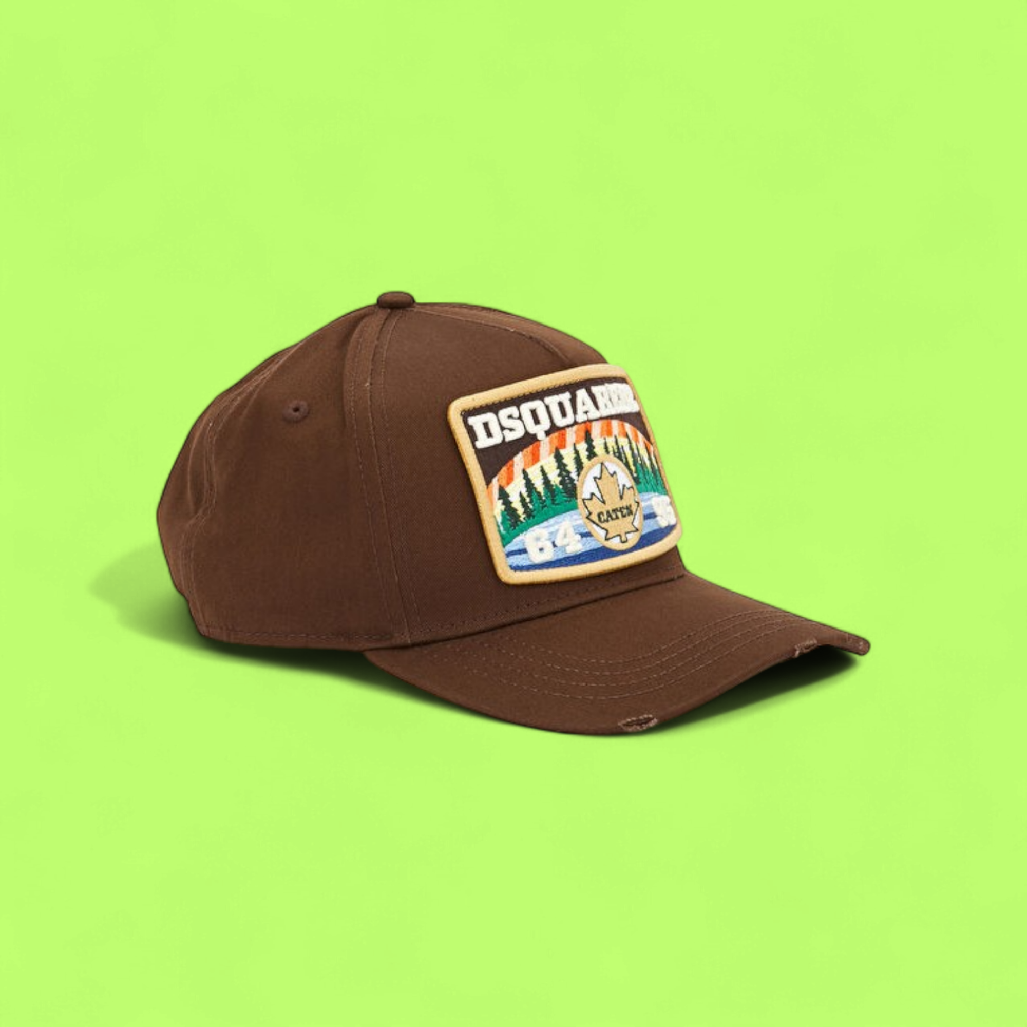 BROWN CAP WITH COLORFUL FOREST AND SUNSET PATCH FRONT