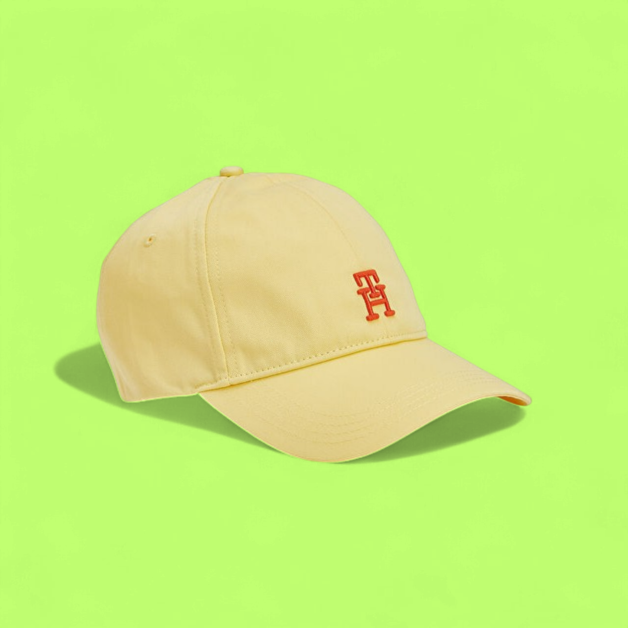 TOMMY HILFIGER YELLOW BASEBALL CAP WITH RED EMBROIDERED TH
