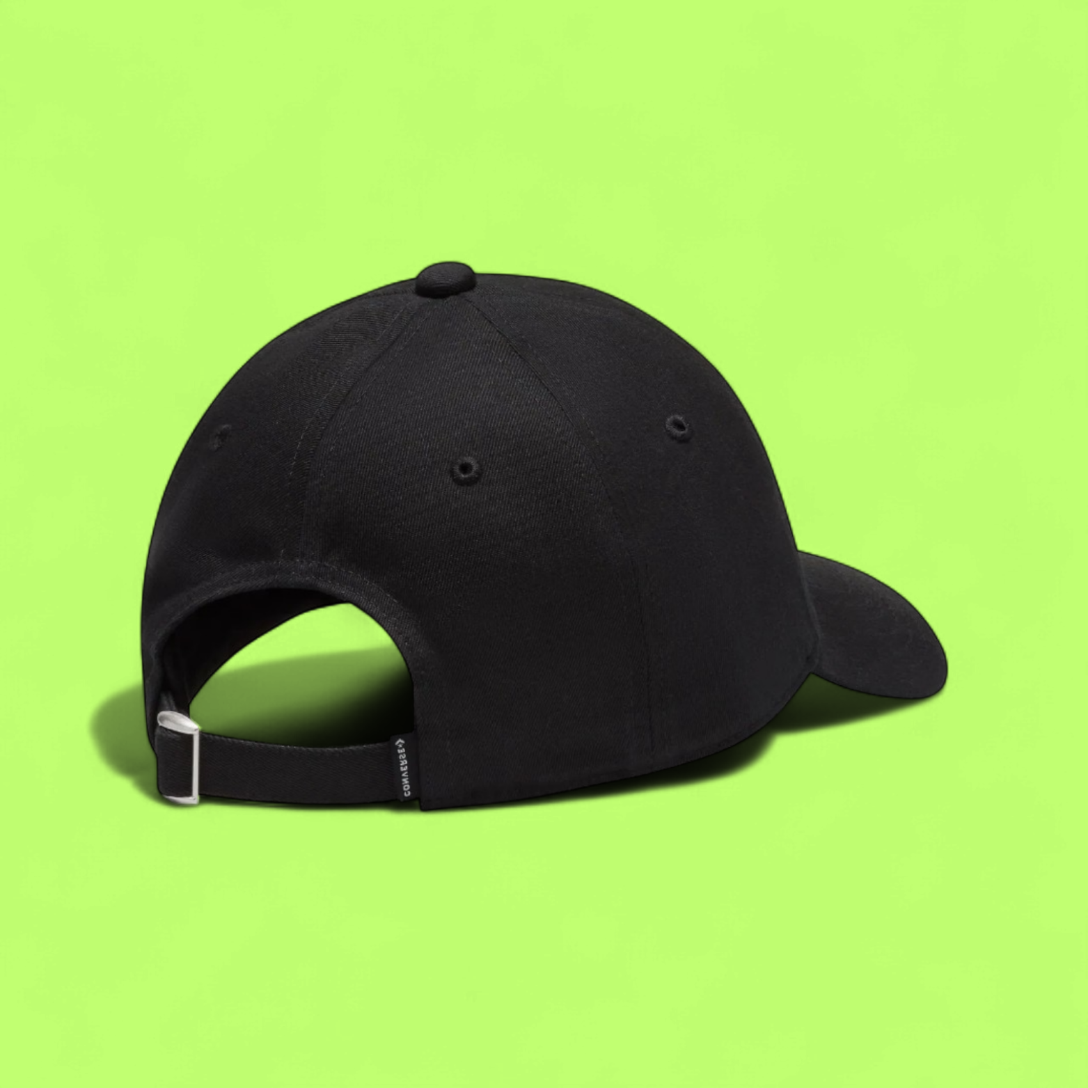 BLACK CONVERSE CAP WITH SMALL MINIMAL FRONT PATCH LOGO