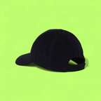 BLACK CORDUROY PRADA BASEBALL CAP WITH ICONIC METAL TRIANGLE