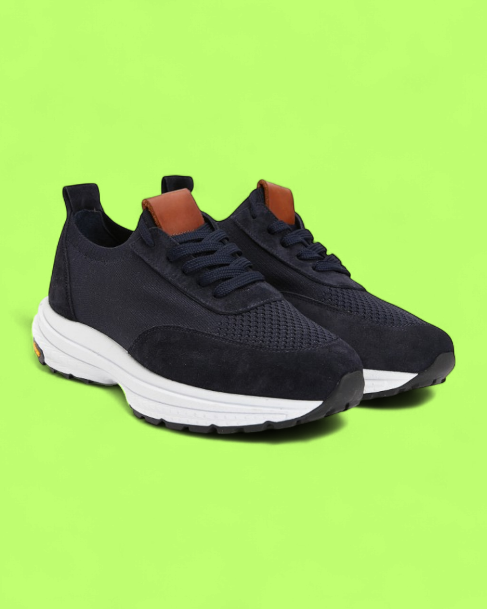 GEORGE HOGG NAVY SUEDE KNIT VIBRAM SOLE COMFORT SNEAKER
