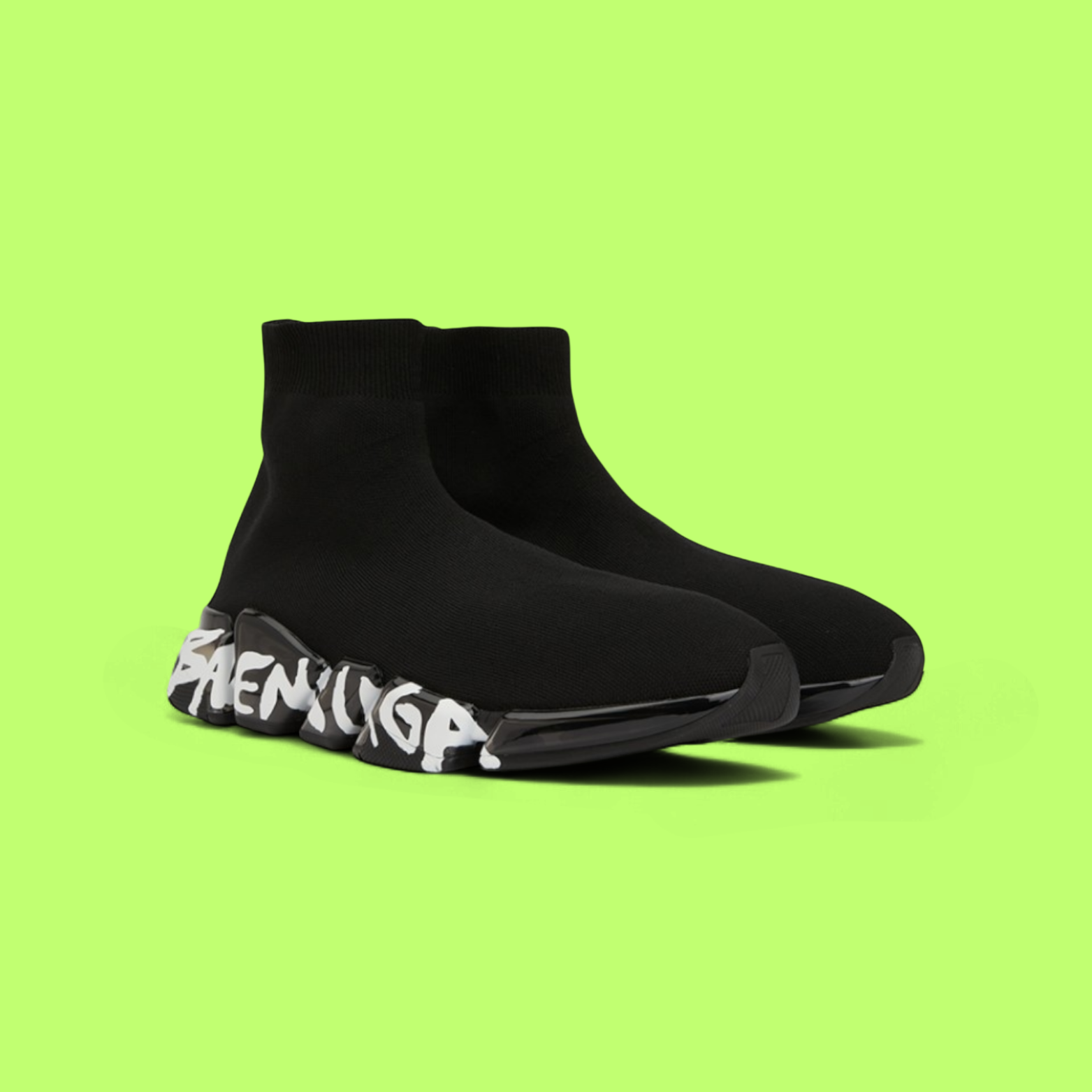 BALENCIAGA SPEED GRAFFITI BLACK WHITE HIGH SOCK SNEAKERS