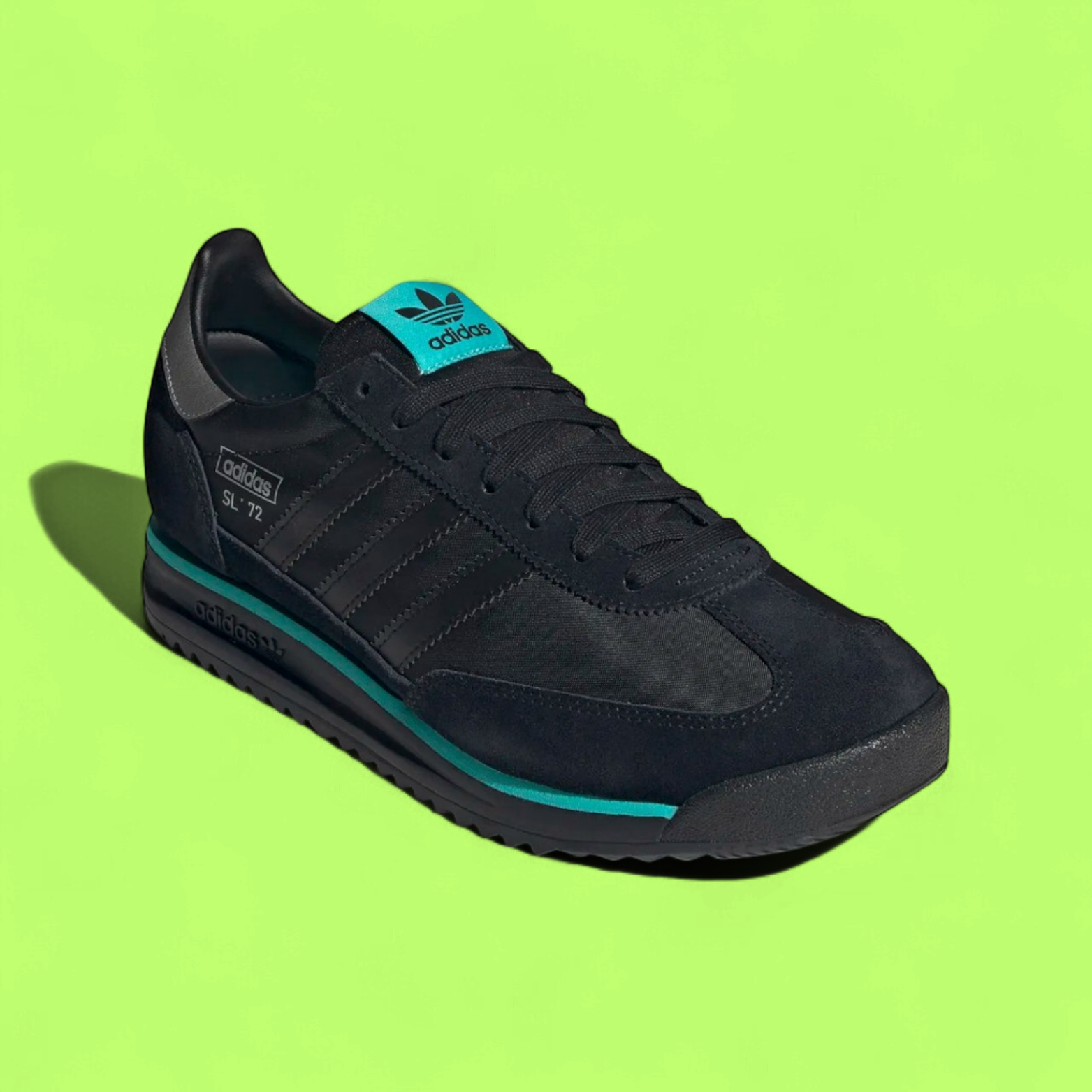 ADIDAS SL 72 RS MERCEDES MEN'S BLACK LEATHER RETRO RUNNING SHOES