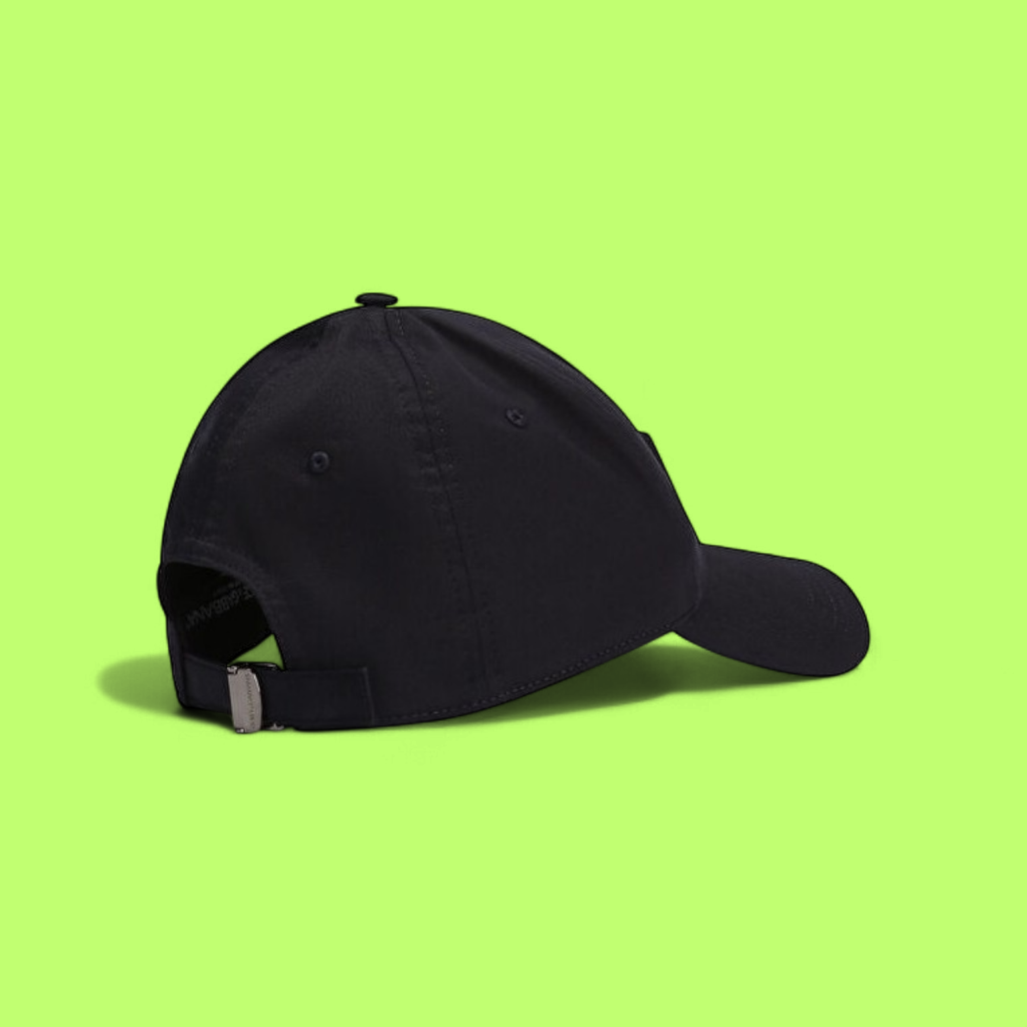 BLACK LUXURY BASEBALL CAP WITH METAL LOGO PLATE AND ADJUST