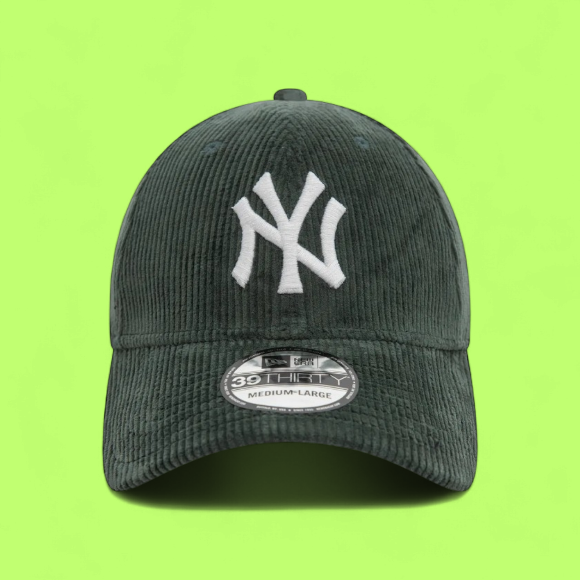 NEW YORK YANKEES GREEN CORDUROY CAP WITH WHITE NY LOGO