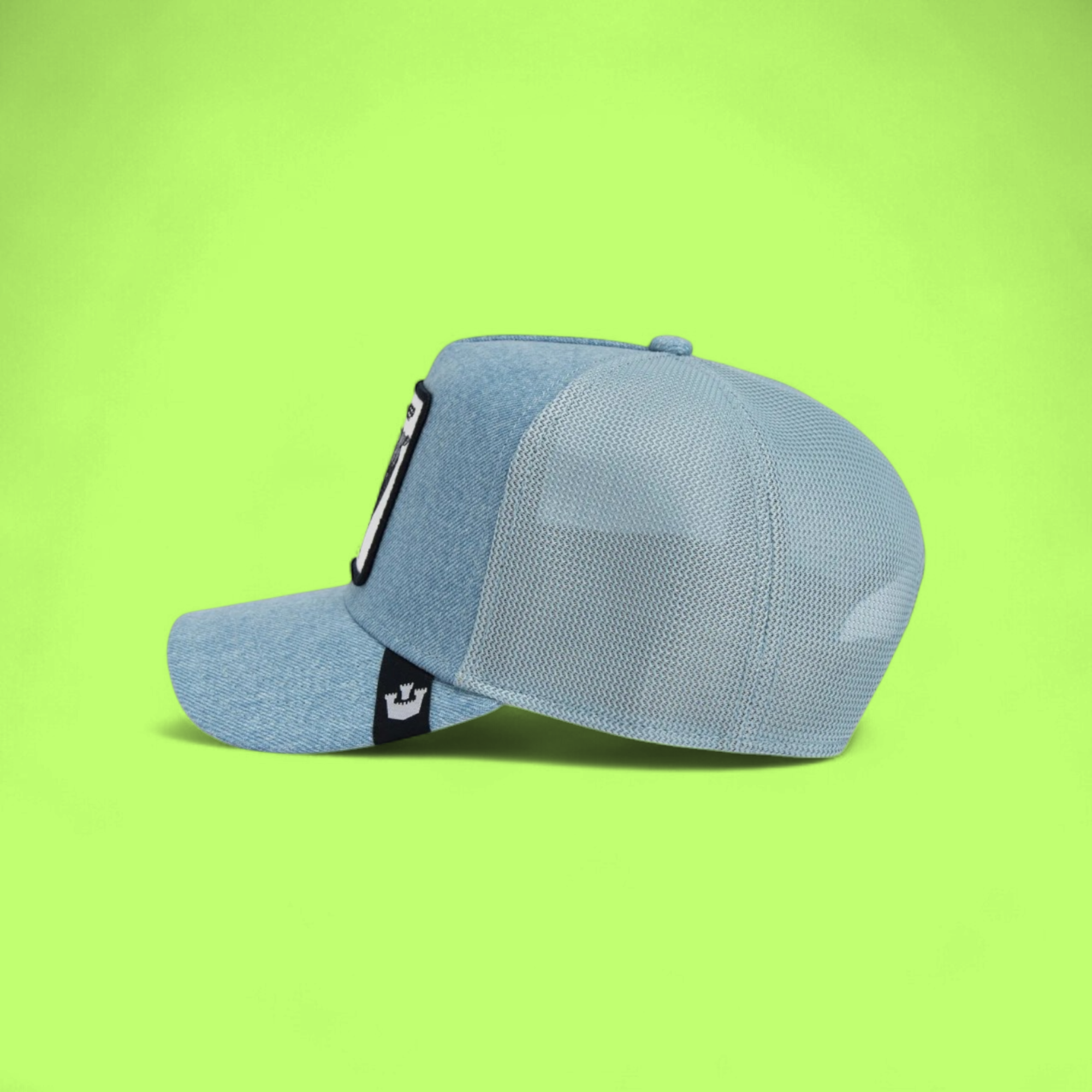 BLACK SHEEP LIGHT BLUE DENIM TRUCKER HAT WITH PATCH DESIGN