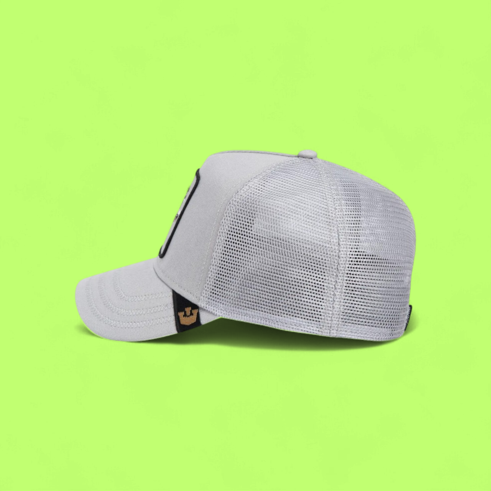 MAVERICK WOLF GREY TRUCKER HAT WITH EMBROIDERED WOLF PATCH