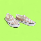 VANS CLASSIC SLIP-ON BEIGE WHITE CHECKERED SNEAKERS CWCD