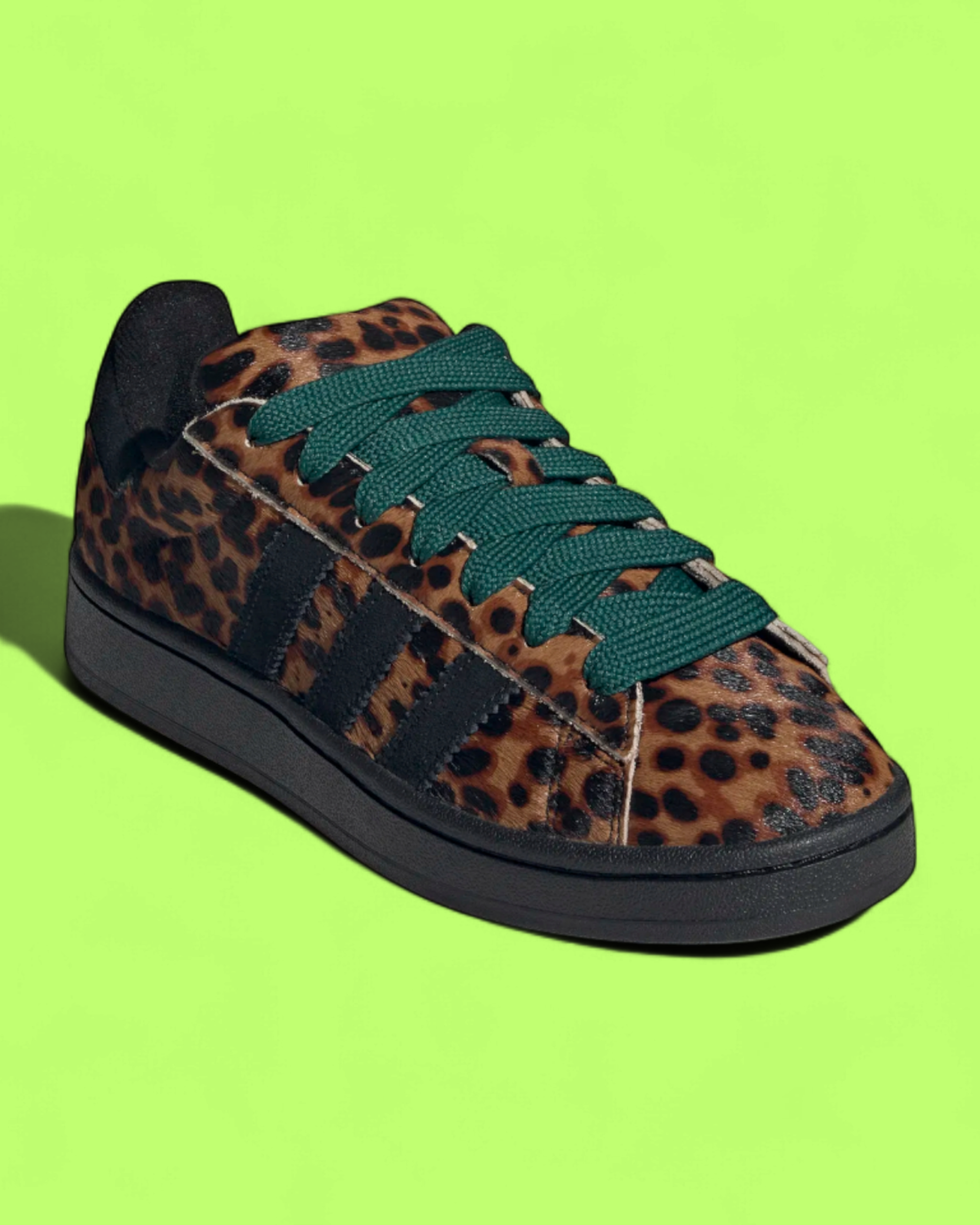 ADIDAS CAMPUS 00S LEOPARD PRINT BLACK GREEN LACES SNEAKERS