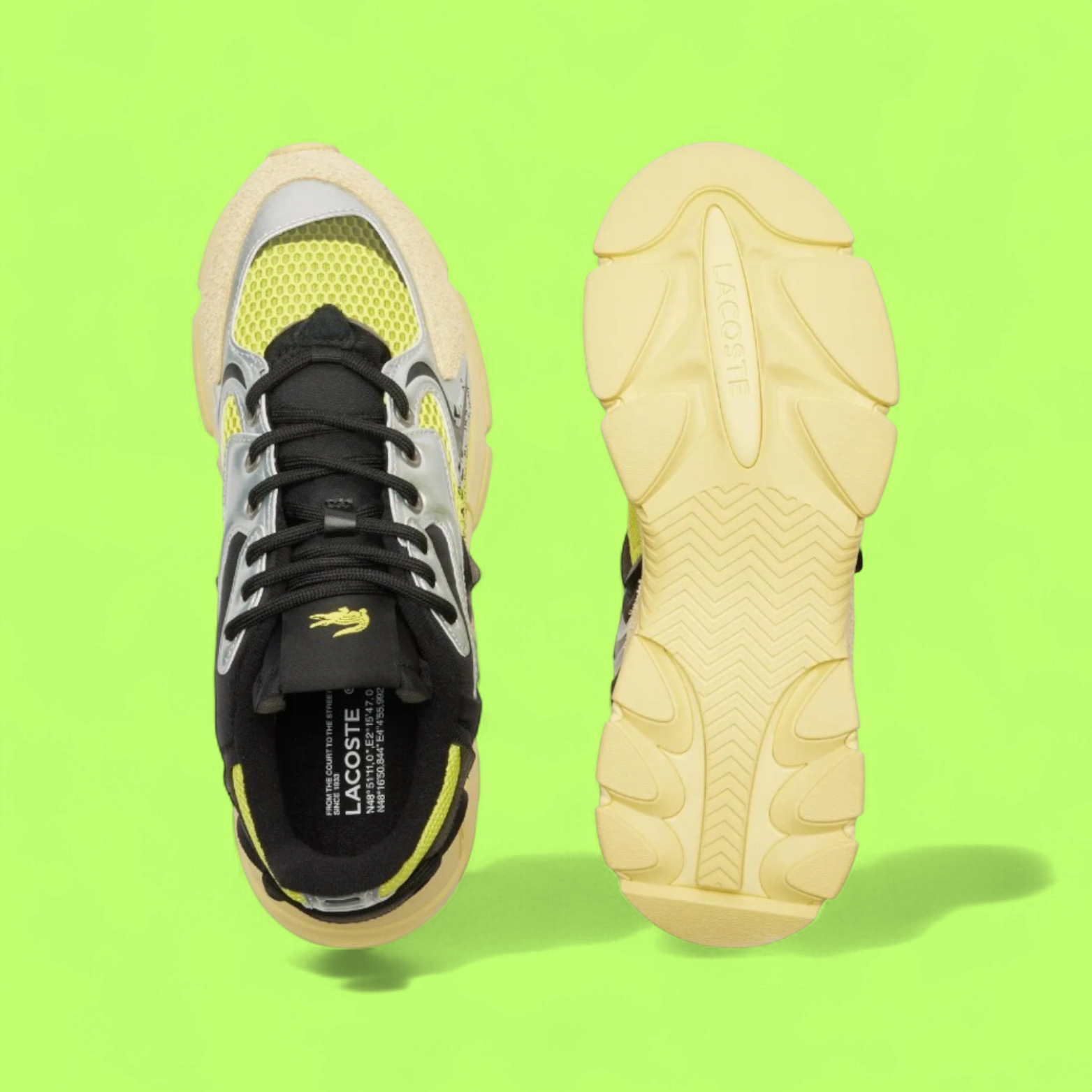 LACOSTE L003 NEO MEN'S YELLOW MESH AND LEATHER CASUAL SNEAKERS