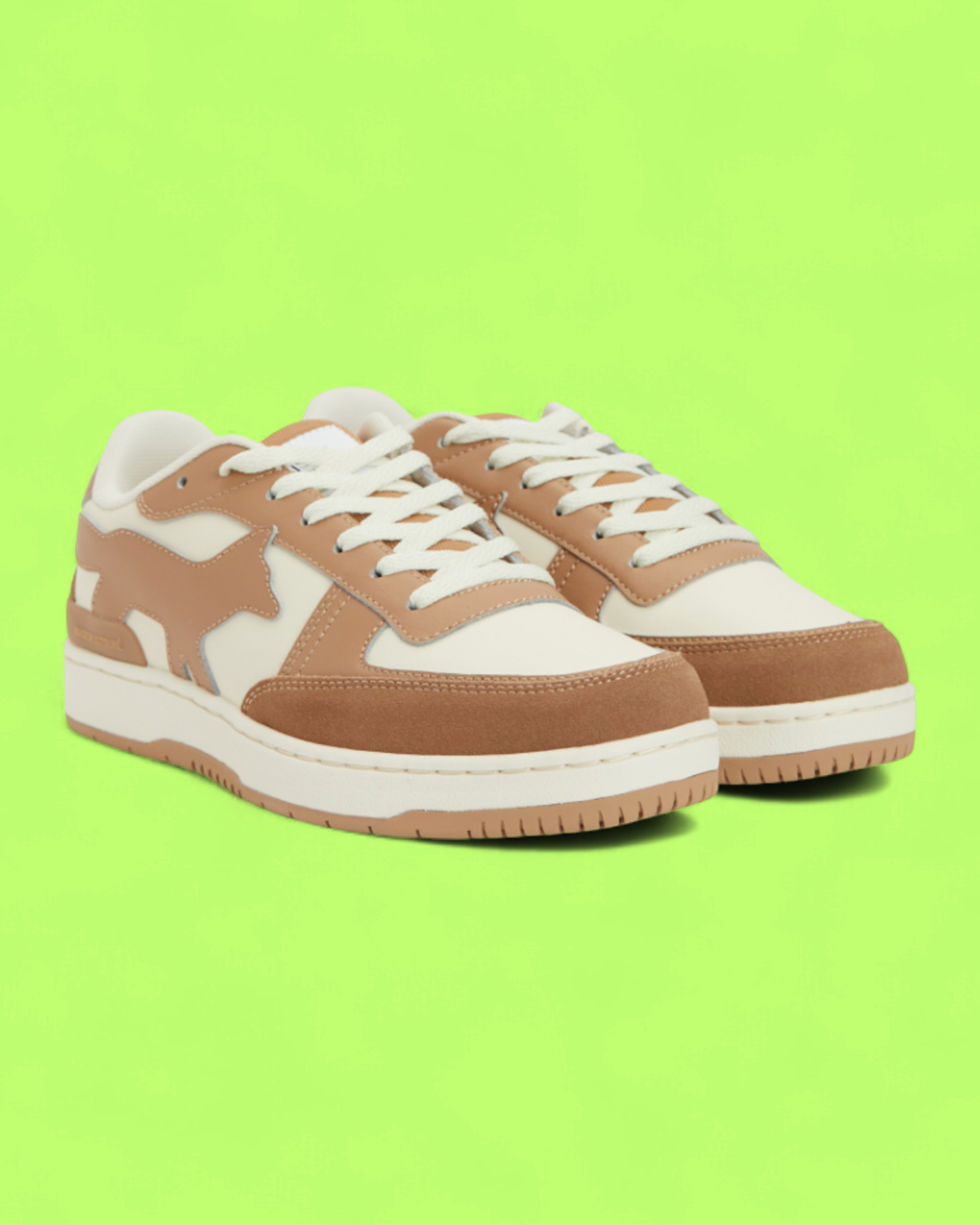 MAISON KITSUNE BEIGE FOX LOGO LOW TOP SUEDE LEATHER SNEAKERS