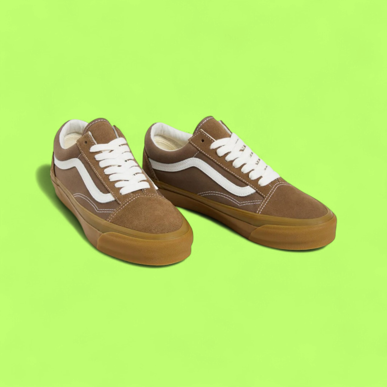 VANS OLD SKOOL BROWN CANVAS WHITE STRIPE GUM SOLE STYLE CWCD