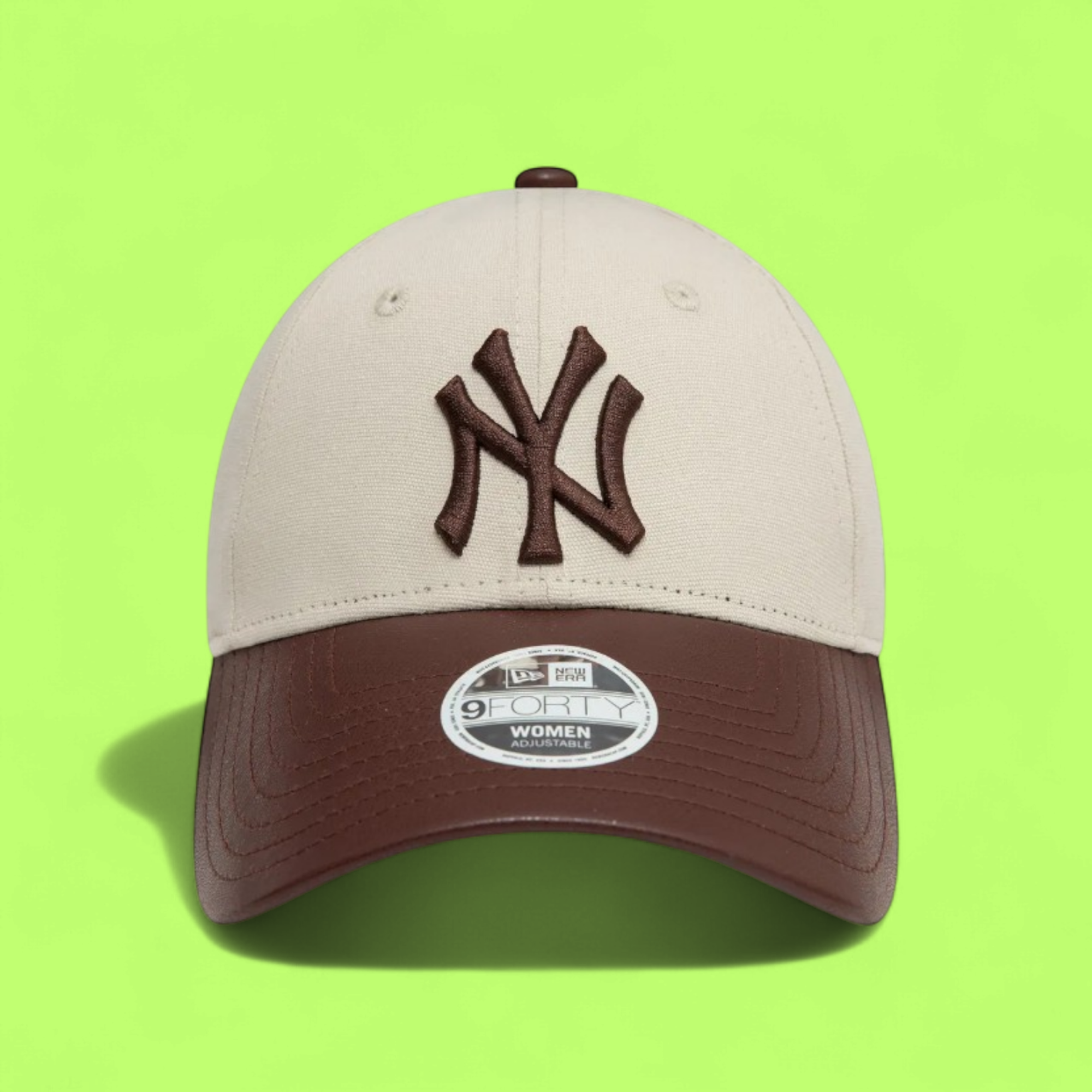 NEW YORK YANKEES BEIGE CAP WITH BROWN LOGO AND VISOR