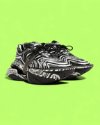 BALMAIN UNICORN BLACK WHITE ABSTRACT FUTURISTIC DESIGN SNEAKERS