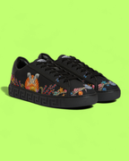 VERSACE BLACK BAROQUE OCEAN PRINT SNEAKER WITH GREEK KEY
