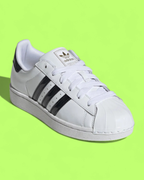 ADIDAS SUPERSTAR WHITE BLACK LEATHER ICONIC SHELL TOE SNEAKERS