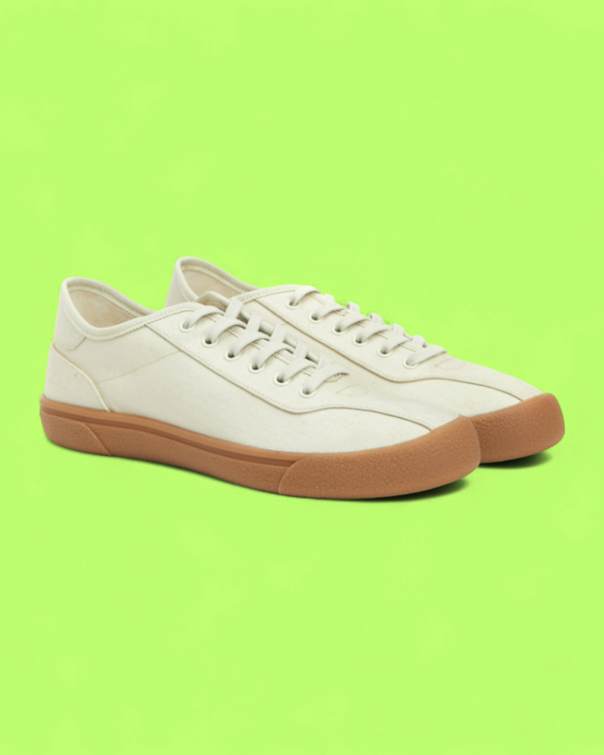 THE ROW CANVAS LOW TOP WHITE MINIMAL SNEAKERS WITH GUM SOLE