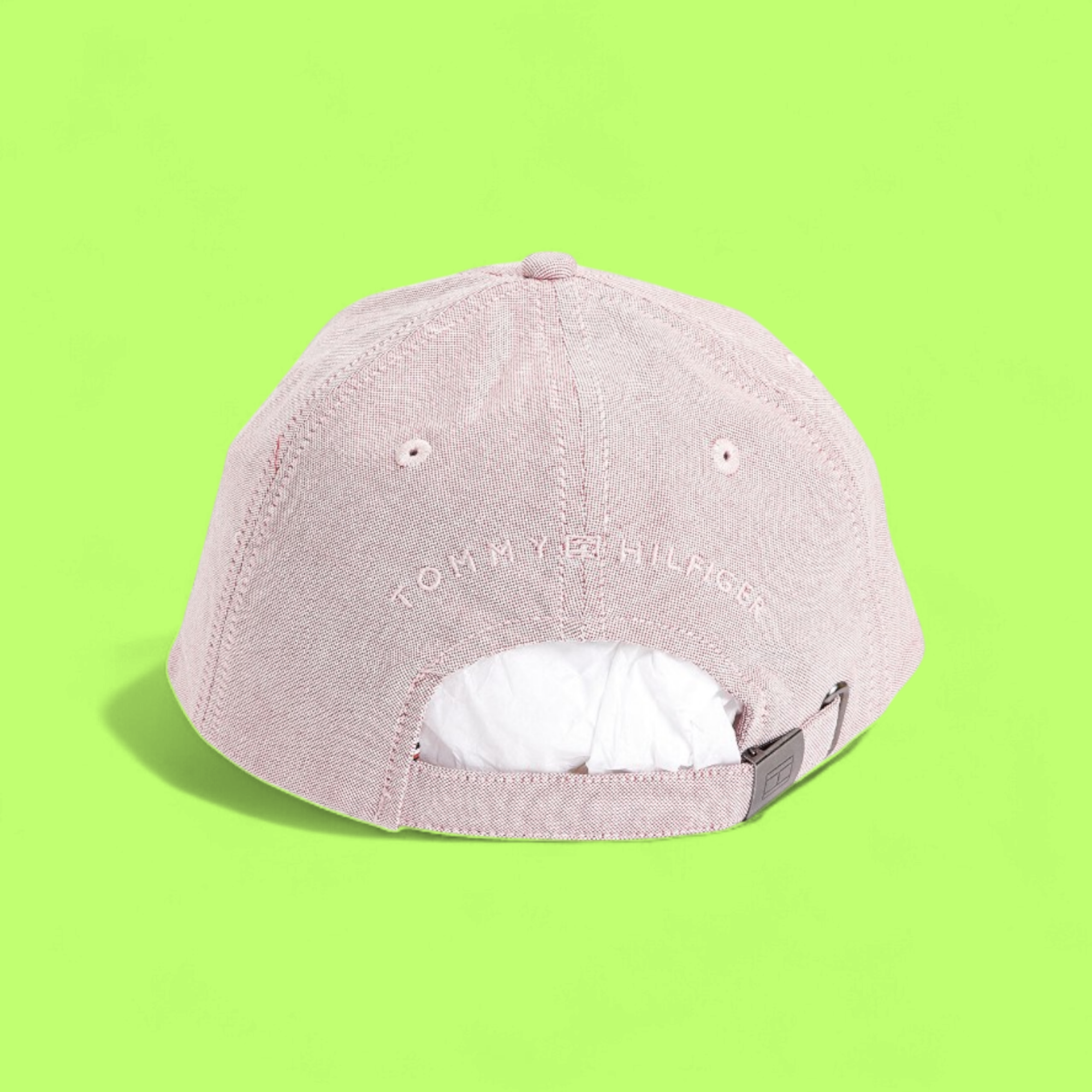 TOMMY HILFIGER PINK COTTON CAP WITH SMALL EMBROIDERED FLAG