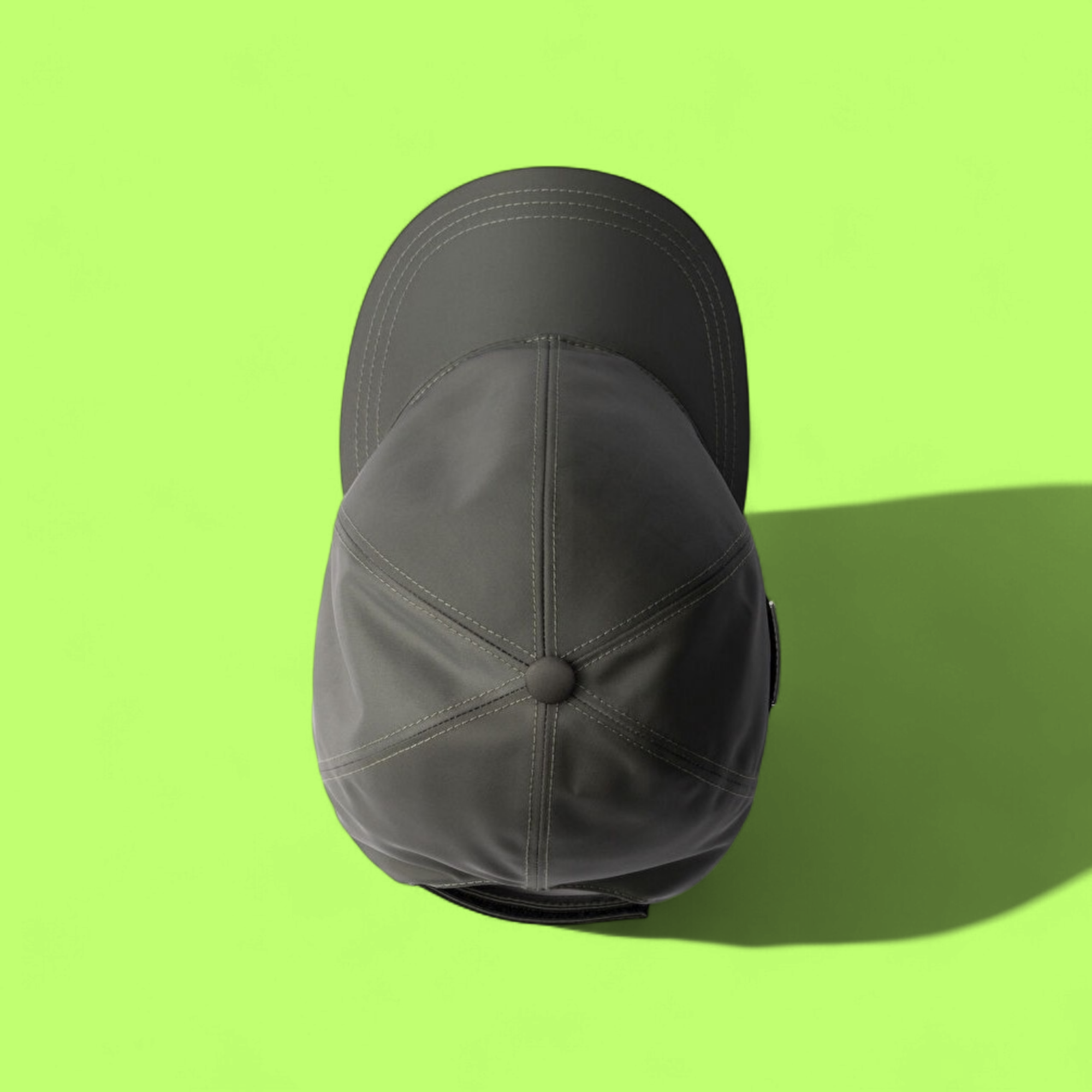 PRADA GREY NYLON BASEBALL CAP WITH ICONIC TRIANGLE LOGO