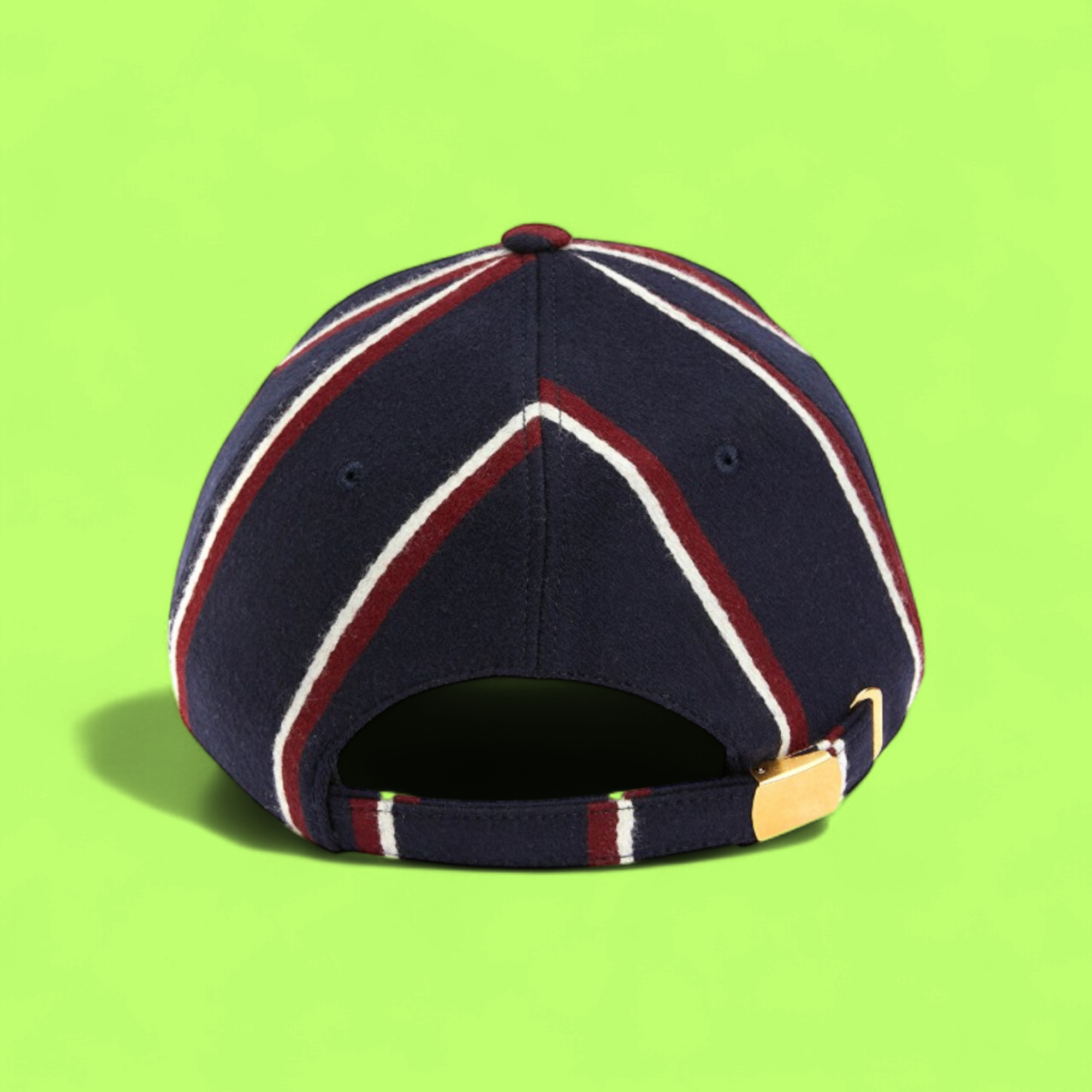 NAVY STRIPED BASEBALL CAP WITH GOLD EMBLEM ICON DROPZ