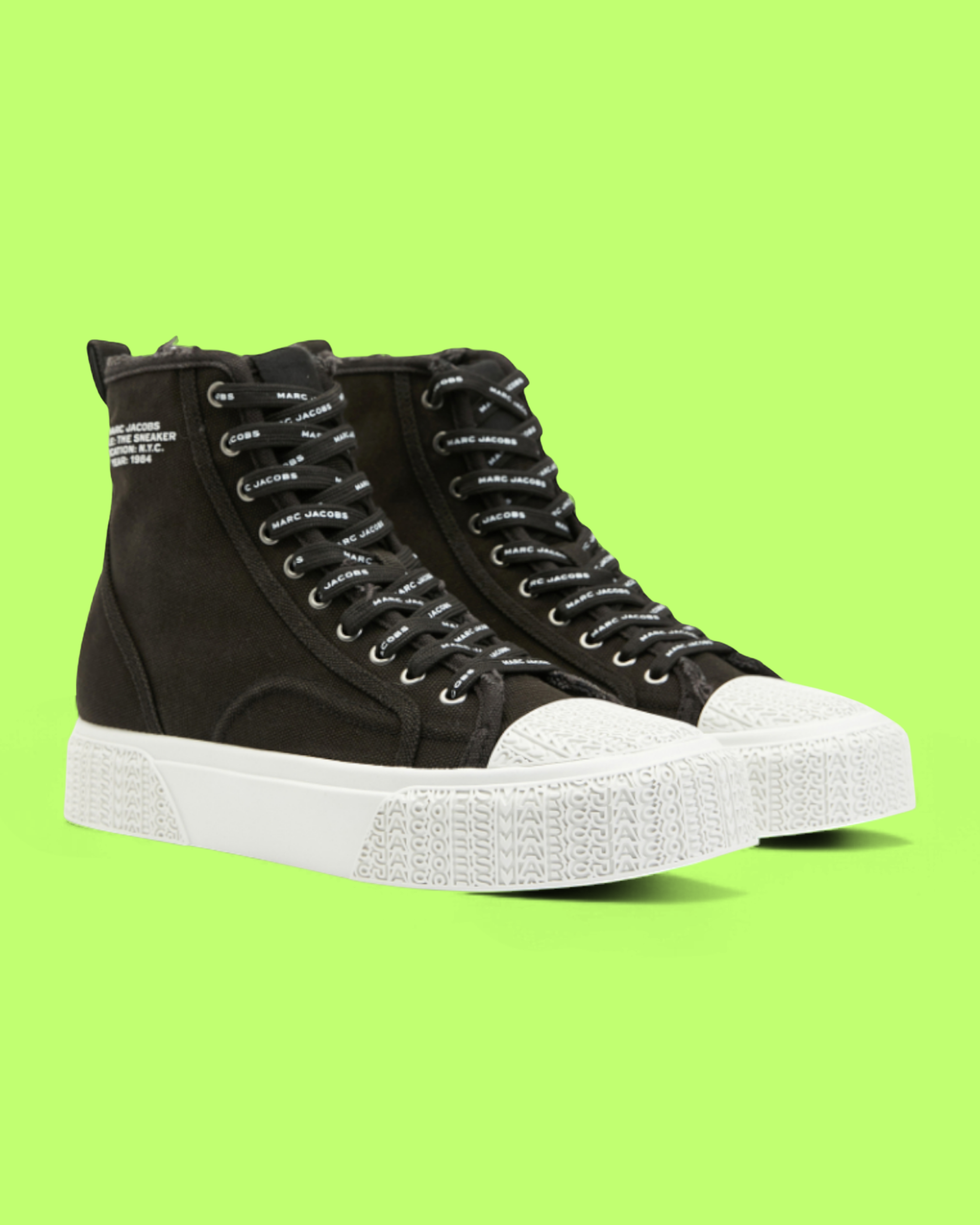 MARC JACOBS BLACK HIGH TOP CANVAS SNEAKER CLASSIC ICON DROPZ