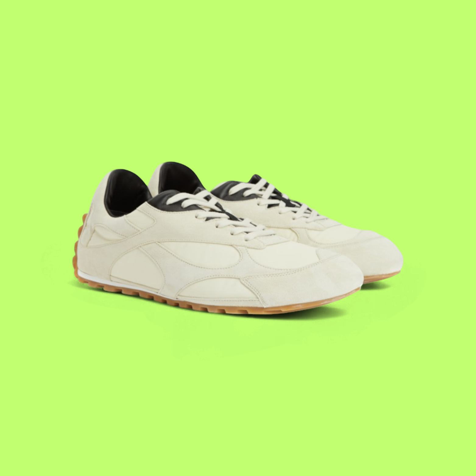 BOTTEGA VENETA SUEDE PANEL OFF WHITE GUM SOLE CASUAL SNEAKERS
