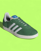 ADIDAS GAZELLE GREEN SUEDE WHITE STRIPES RETRO CLASSIC CASUAL