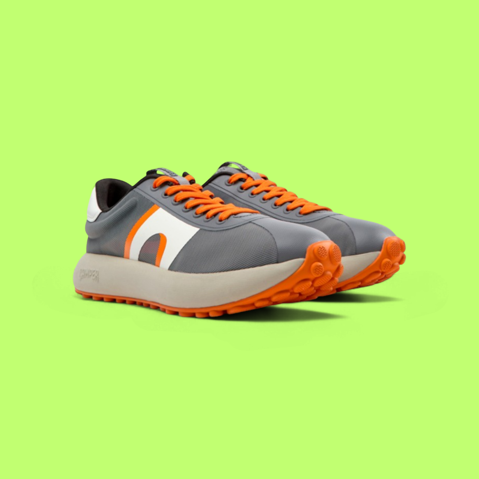 CAMPER GRAY ORANGE LOW TOP SNEAKERS WITH WHITE MIDSOLE