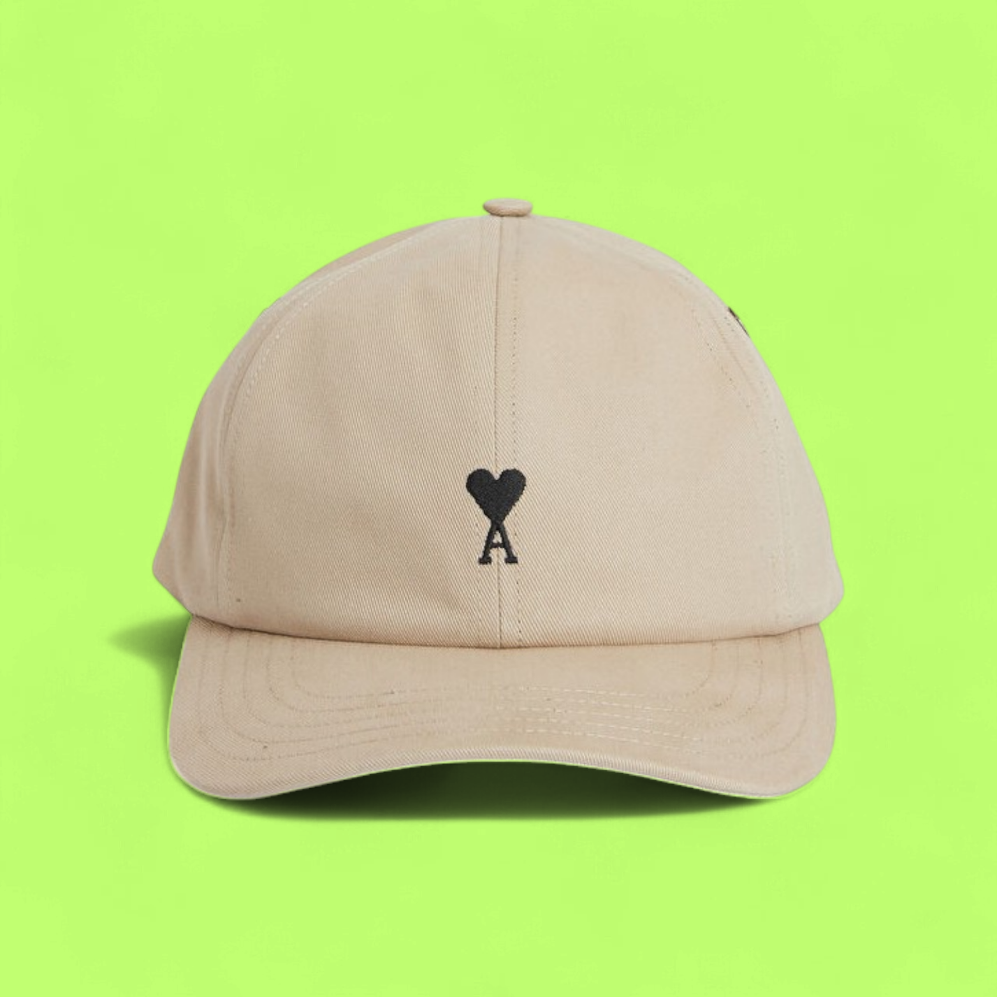 AMI PARIS BEIGE BASEBALL CAP WITH ICONIC AMI DE COEUR HEART