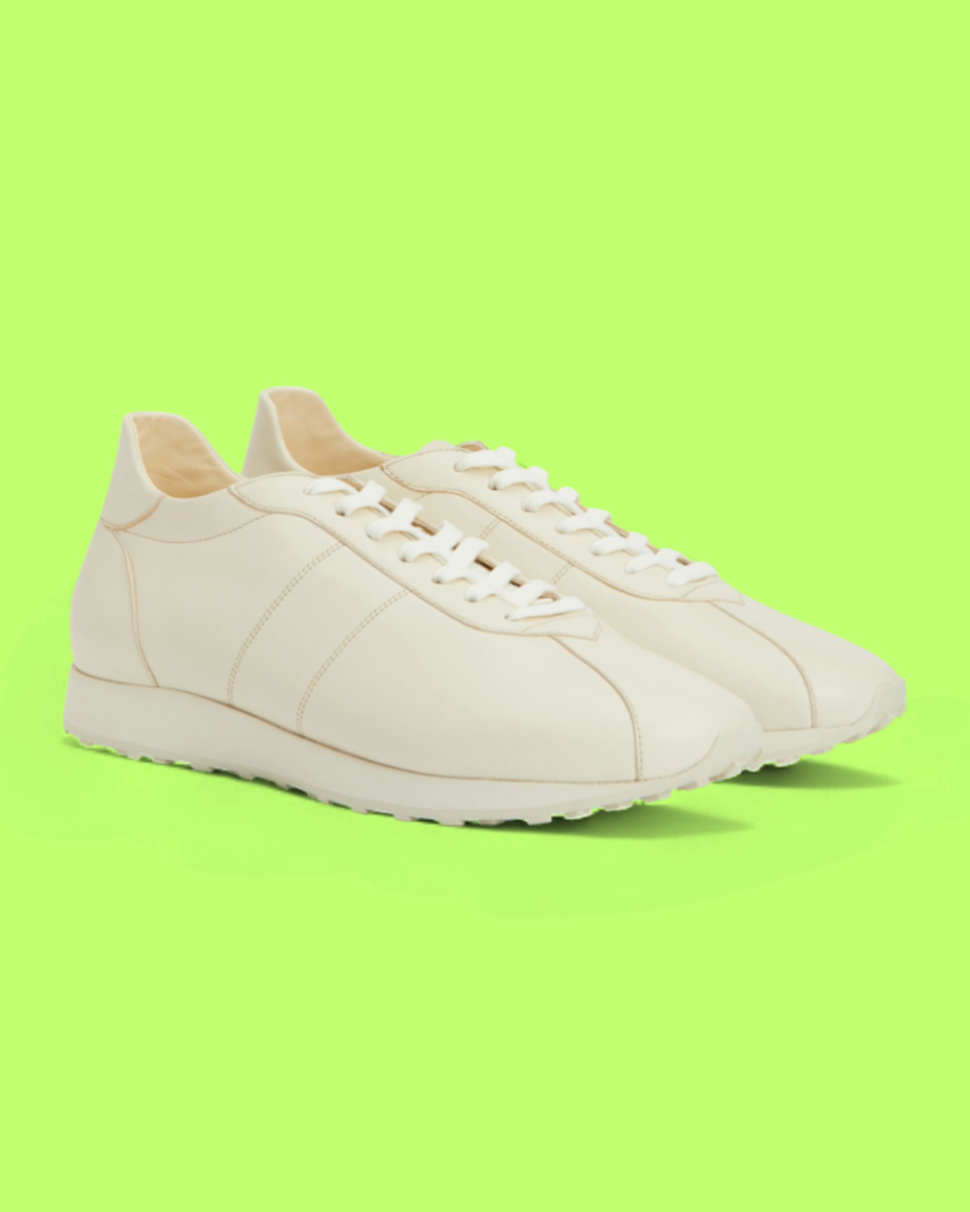 THE ROW CREAM LEATHER MINIMALIST LUXURY LOW TOP SNEAKERS
