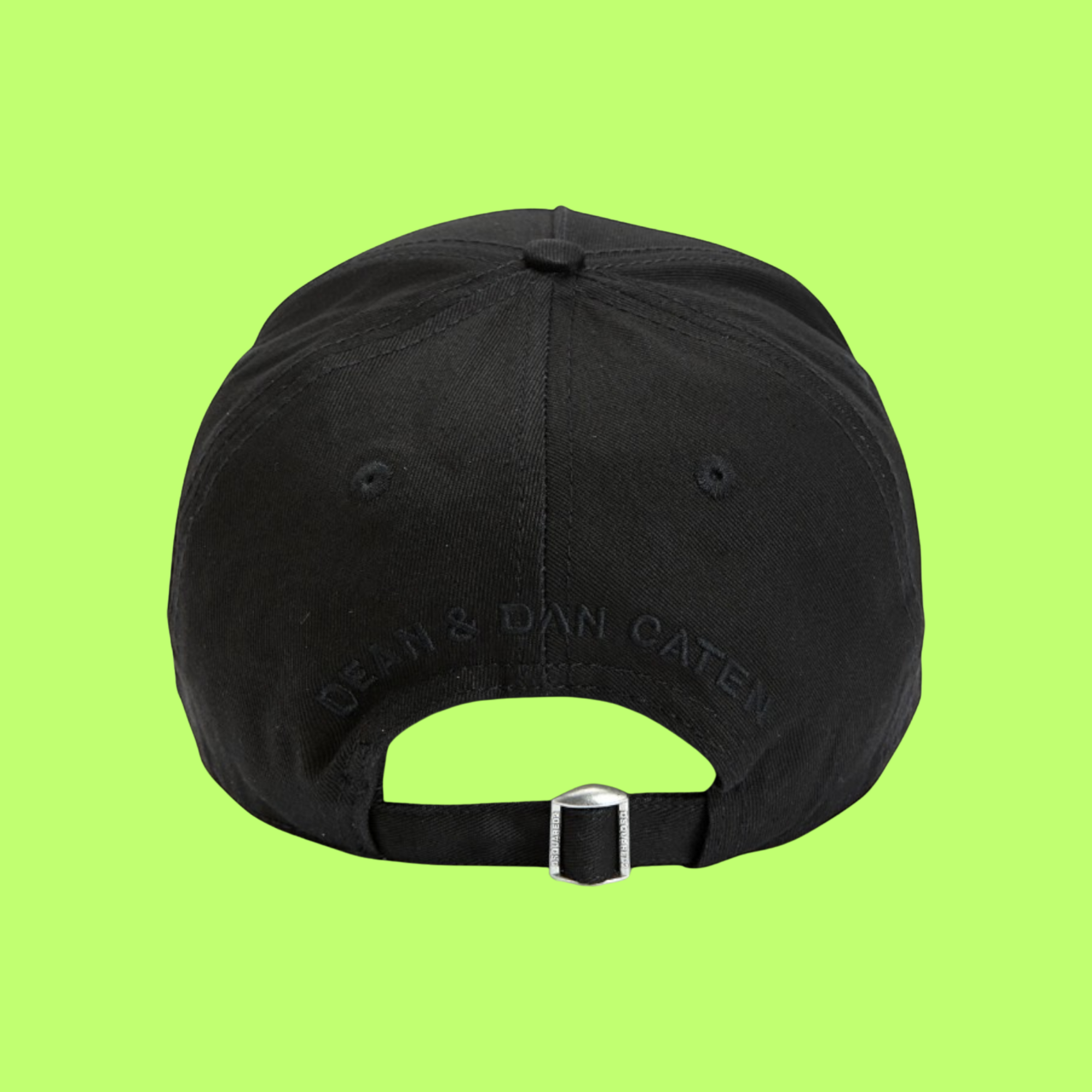 BLACK CAP WITH SCRIPT EMBROIDERY AND ELEGANT TONAL DESIGN