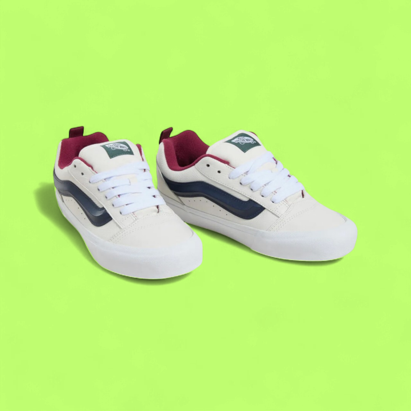 VANS LOW SKOOL WHITE NAVY RED CASUAL LEATHER SNEAKERS CWCD