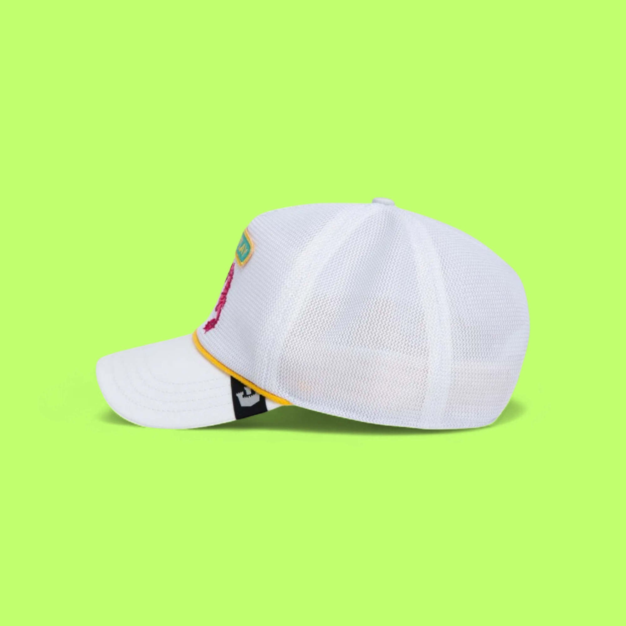 HORSE PLAY WHITE TRUCKER HAT WITH PINK SEAHORSE EMBROIDERY
