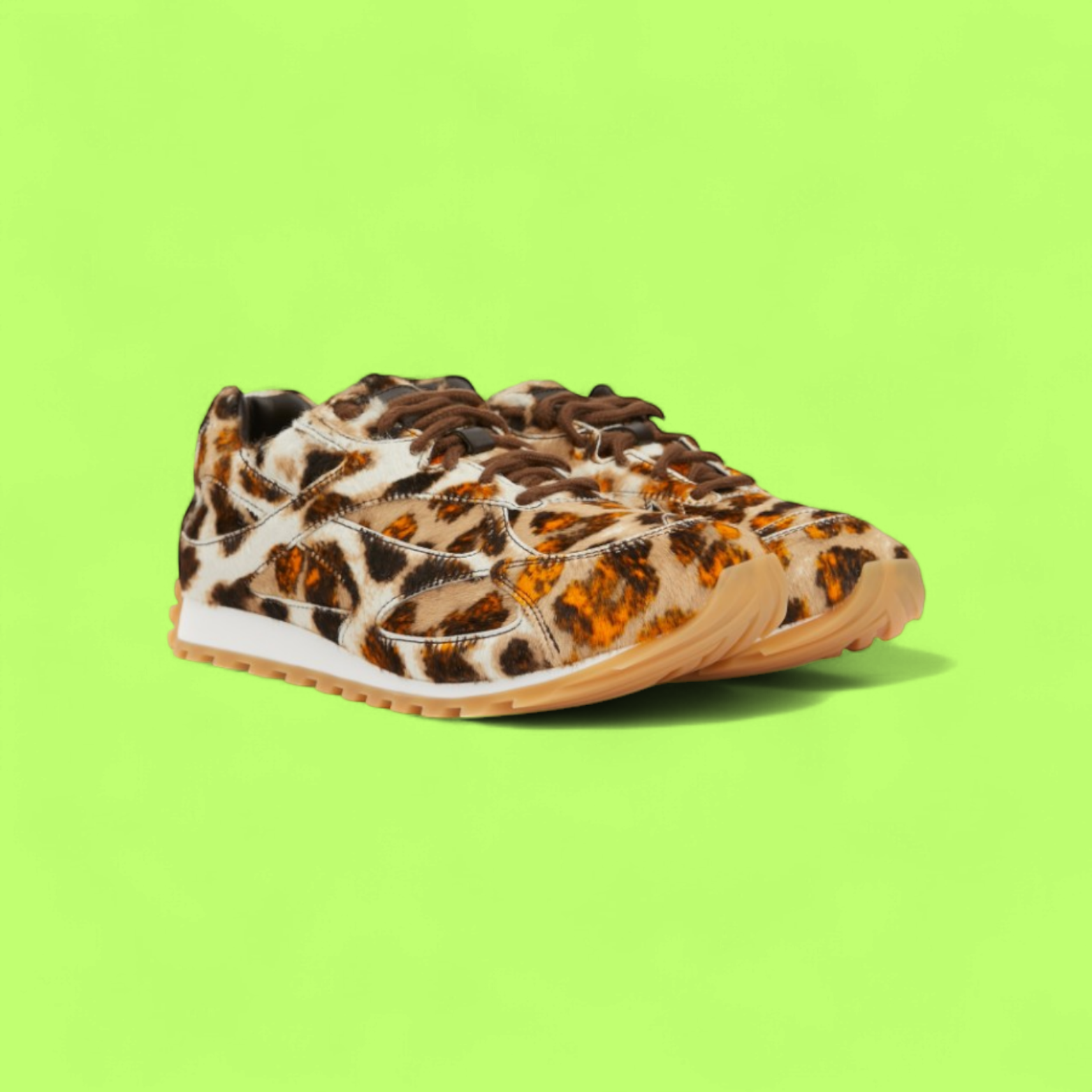 BOTTEGA VENETA LEOPARD PRINT FAUX FUR LOW TOP SNEAKERS CWCD