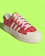 ADIDAS BRAVADA ORANGE PINK CANVAS PLATFORM CASUAL SNEAKERS