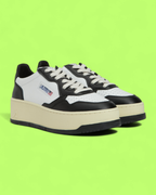 AUTRY PLATFORM BLACK WHITE LEATHER RETRO STYLE CASUAL SNEAKERS