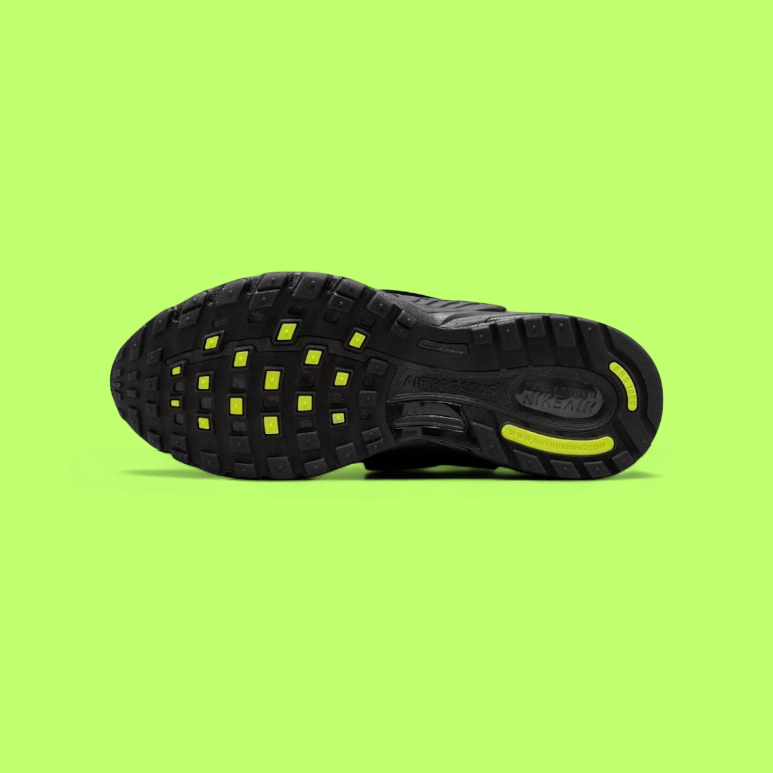 NIKE AIR PEGASUS WAVE MEN'S BLACK MESH AND LEATHER RUNNING SHOES