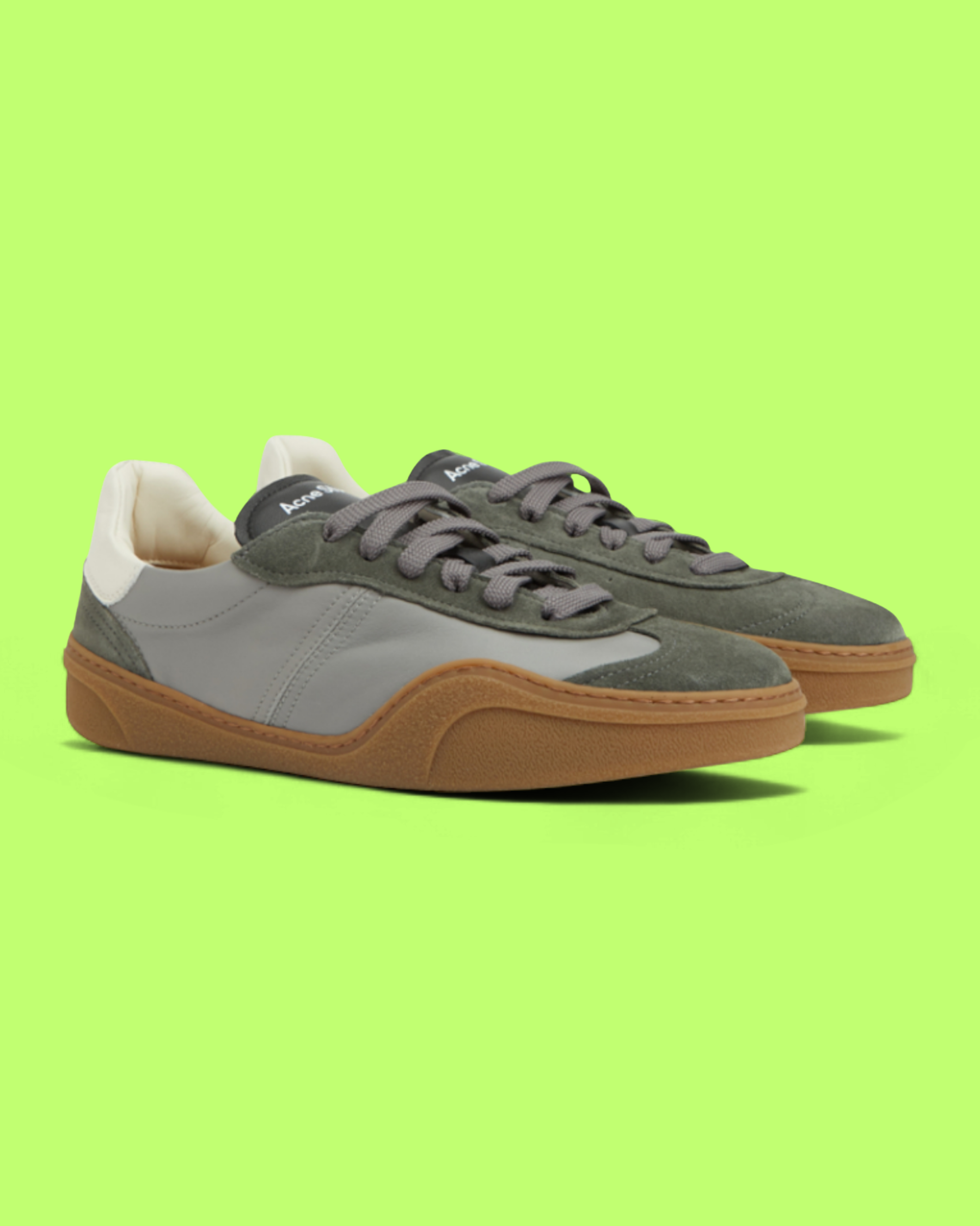 ACNE STUDIOS GREY WHITE GREEN SUEDE PANEL GUM SOLE RETRO