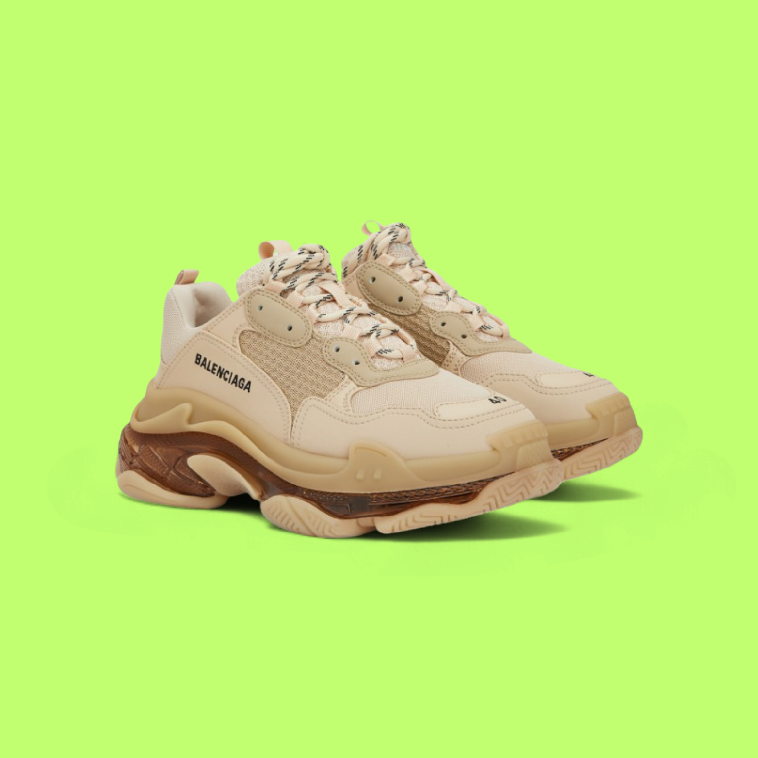 BALENCIAGA TRIPLE S BEIGE BROWN CHUNKY LUXURY SNEAKERS