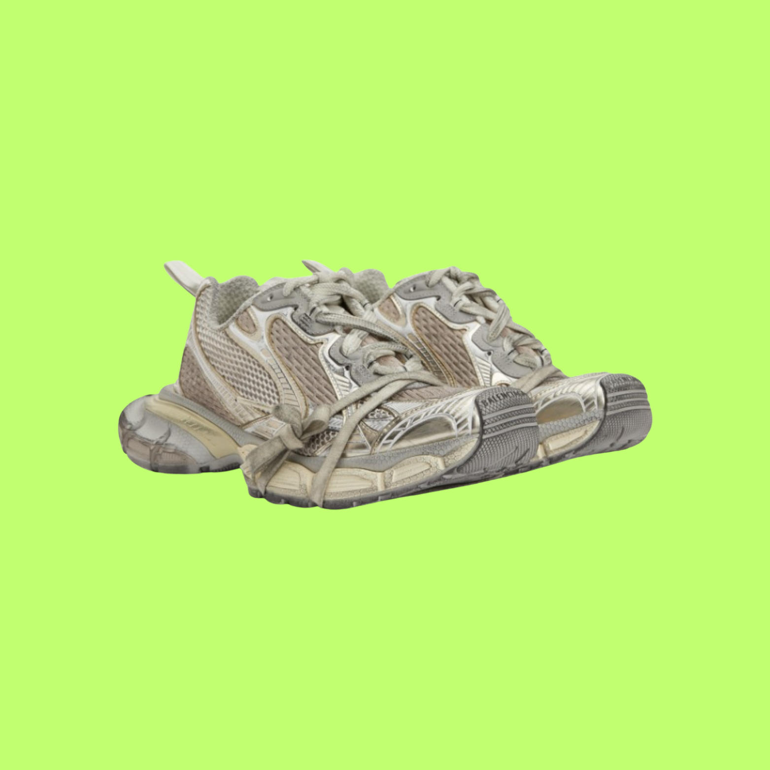 BALENCIAGA TRACK USED EFFECT BEIGE MESH SNEAKERS CWCD