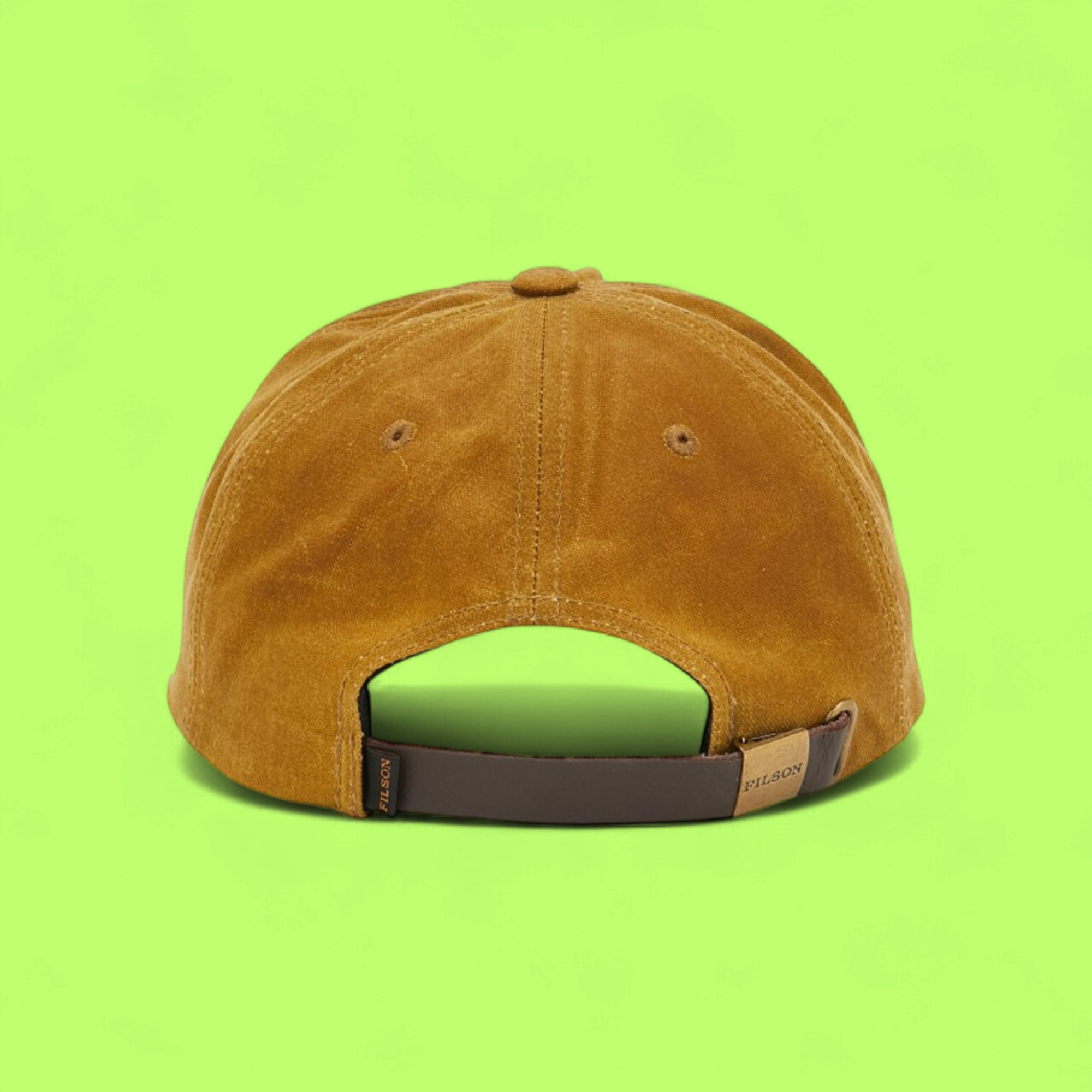 FILSON TAN BROWN WAXED COTTON CLASSIC LOGO BASEBALL CAP
