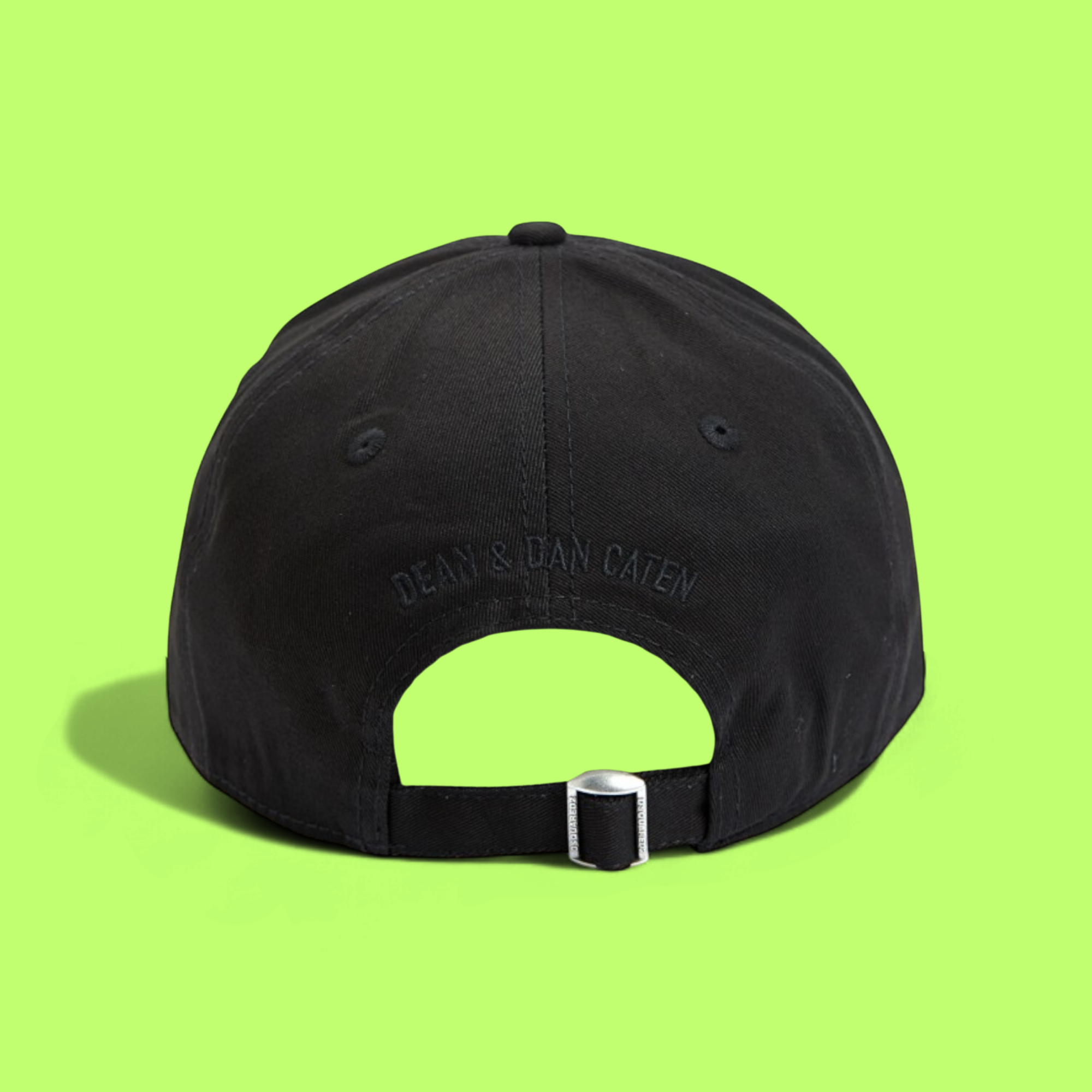 BLACK COTTON BASEBALL CAP WITH TONAL EMBROIDERY DESIGN