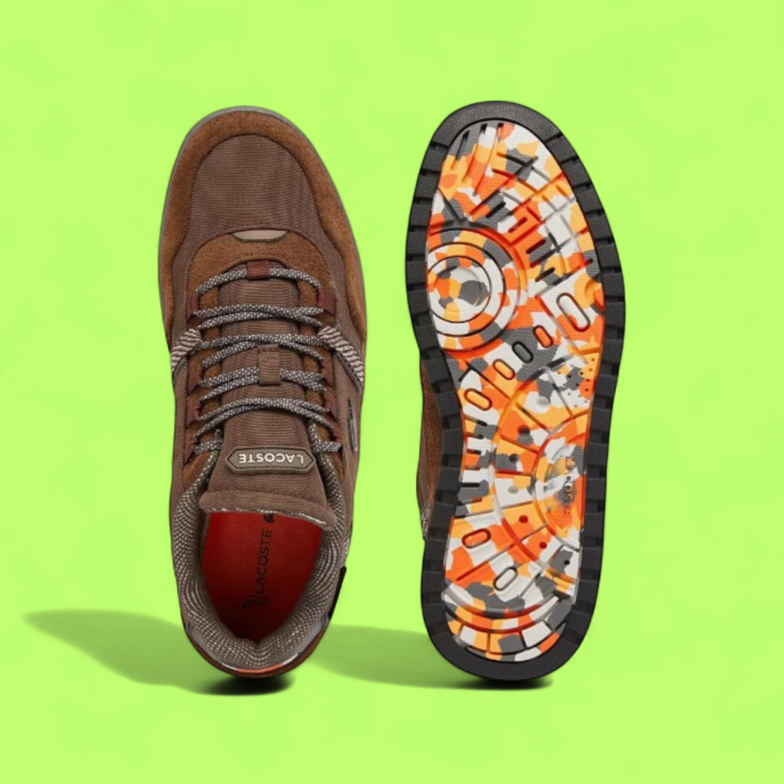 LACOSTE T-CLIP WINTER MEN'S BROWN GREY LEATHER CASUAL SNEAKERS