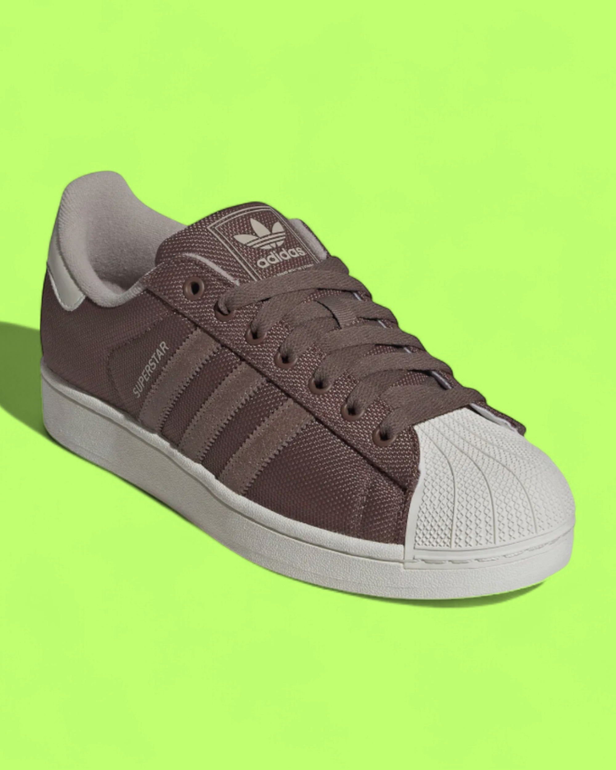 ADIDAS SUPERSTAR BROWN CANVAS SHELL TOE CASUAL SNEAKERS CWCD